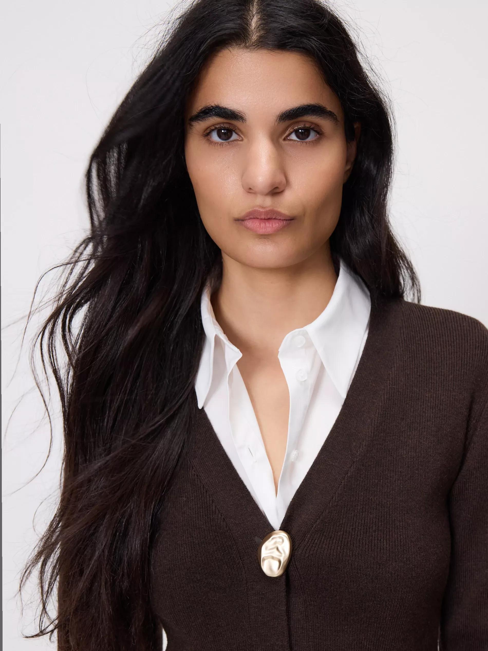 Brown Cardigan With Decorative Buttons, Brown, large image number 3