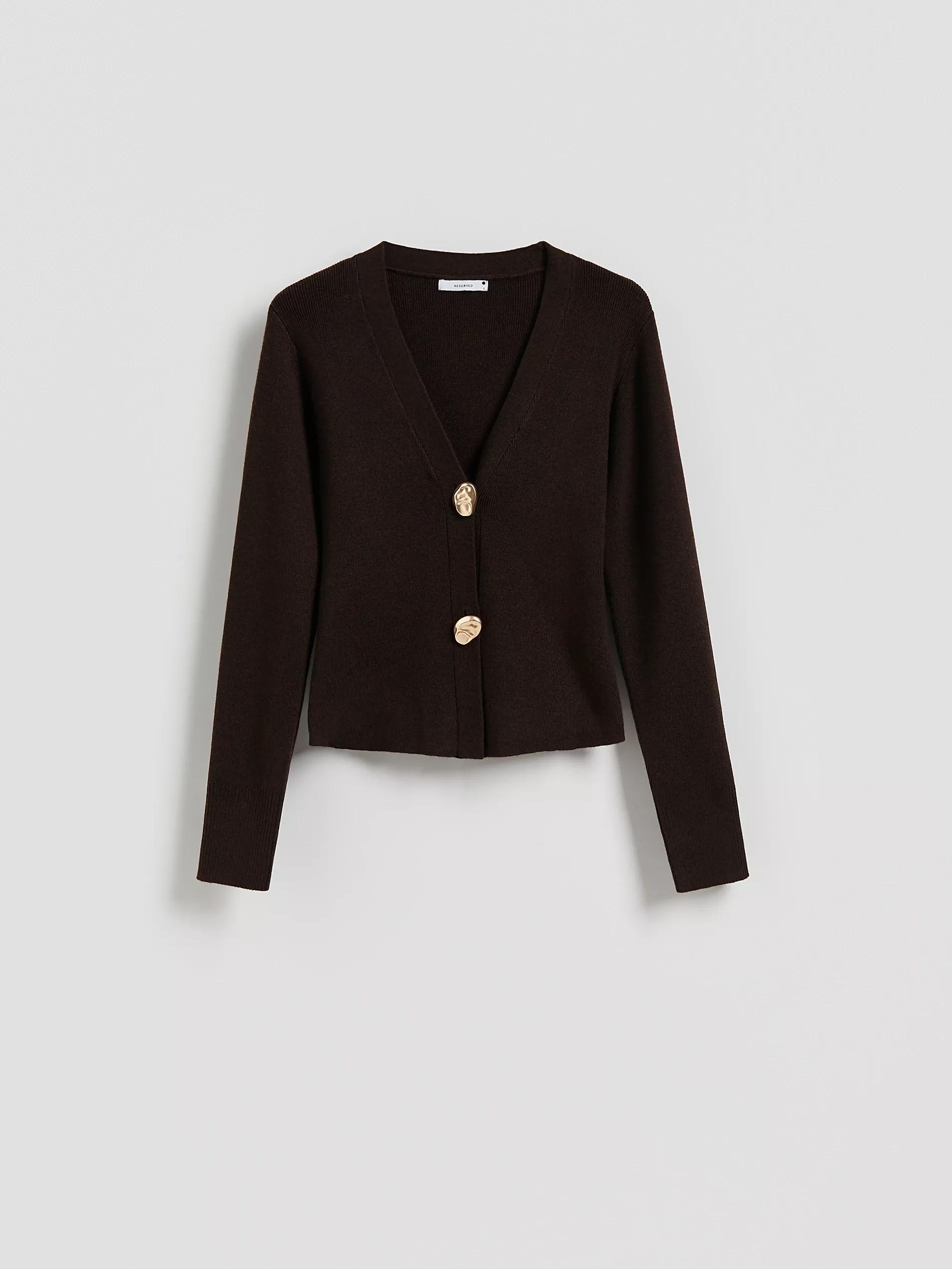Brown Cardigan With Decorative Buttons, Brown, large image number 5