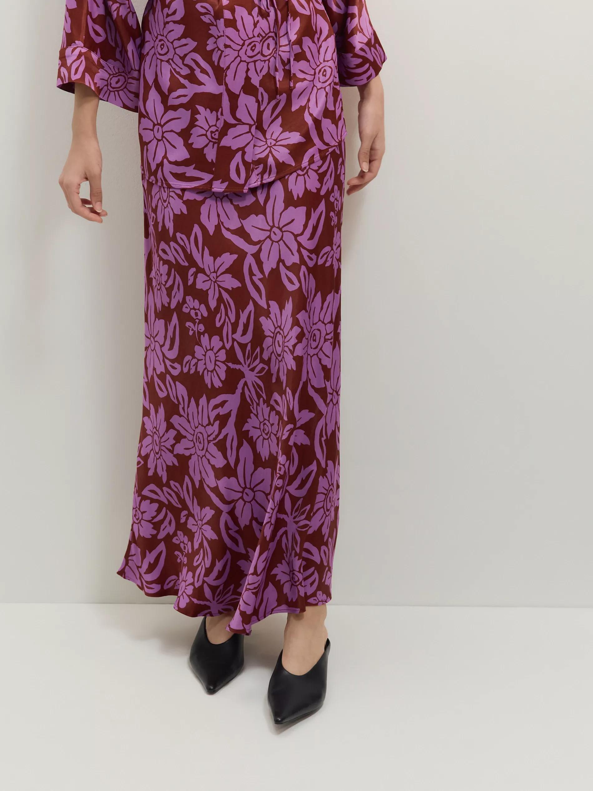 Multicolour Patterned Viscose Skirt, , large image number 1