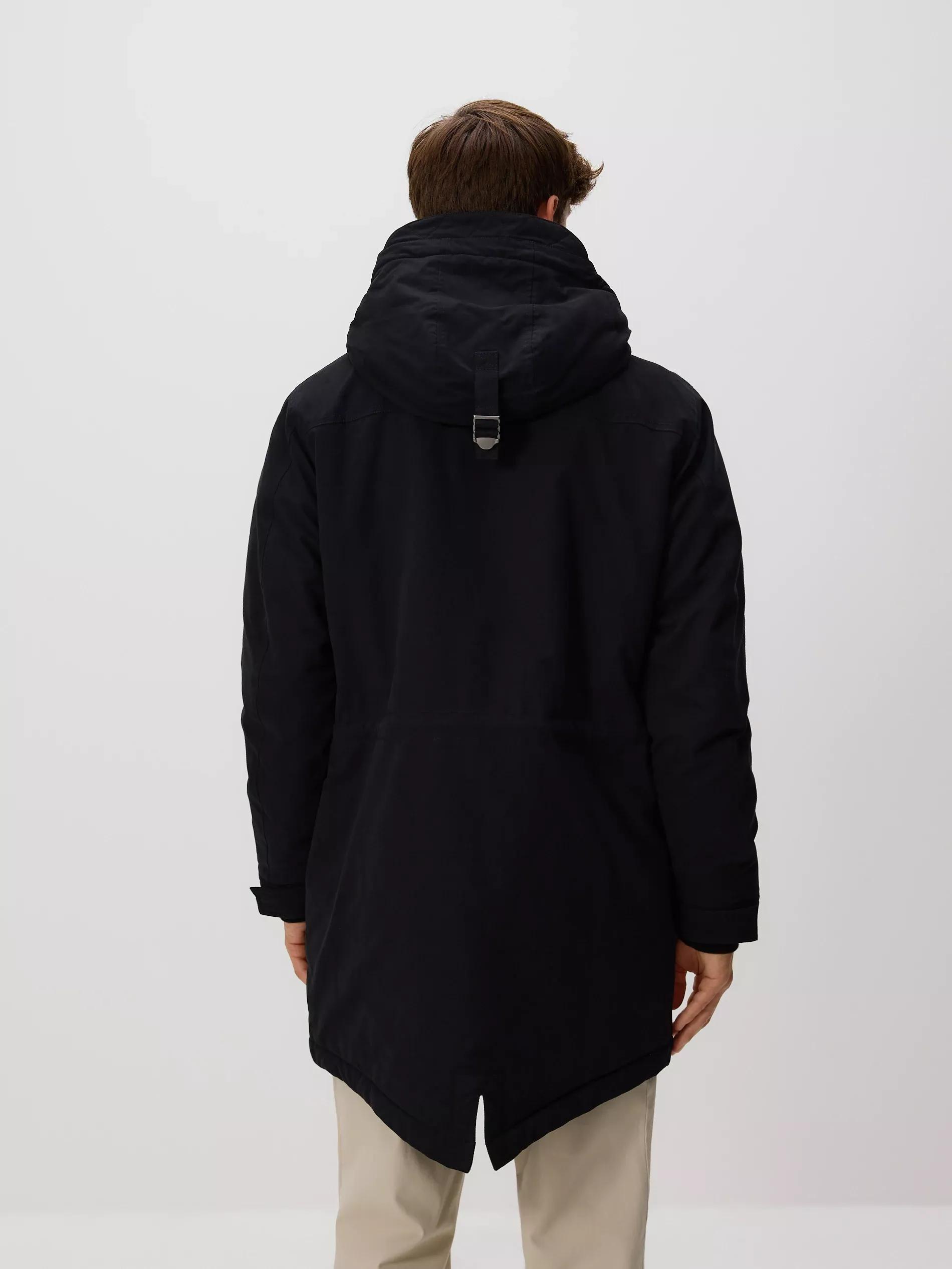 Black Long Parka With Hood, Black, large image number 3