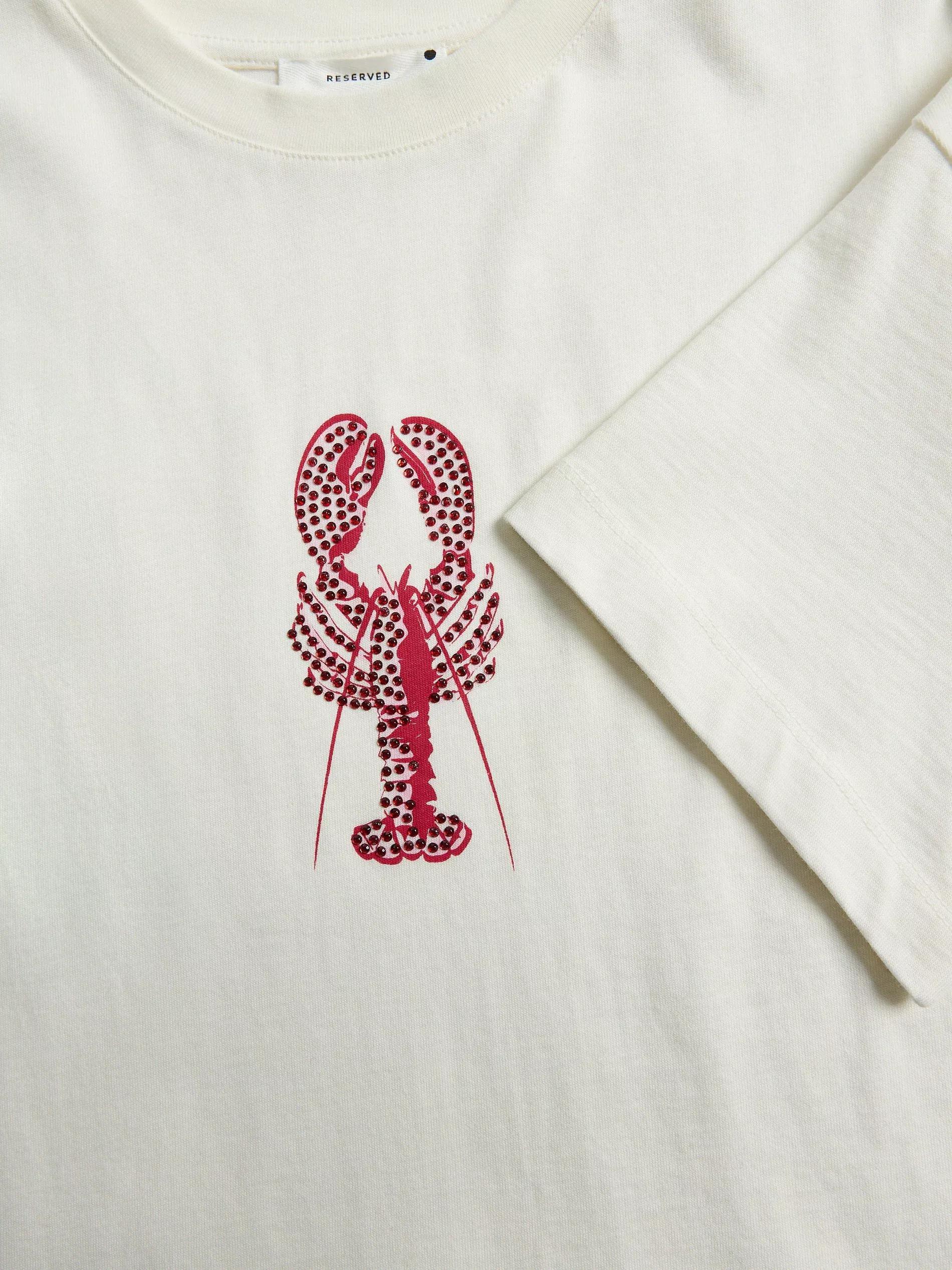 White Cotton T-Shirt With Print, Ivory, large image number 5
