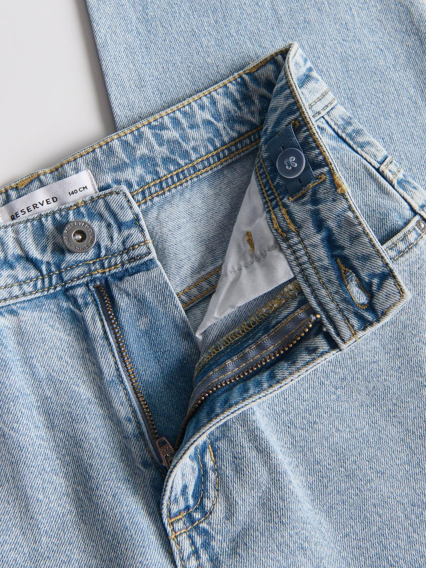 Blue Wide Leg Jeans With Keyring, Blue, medium