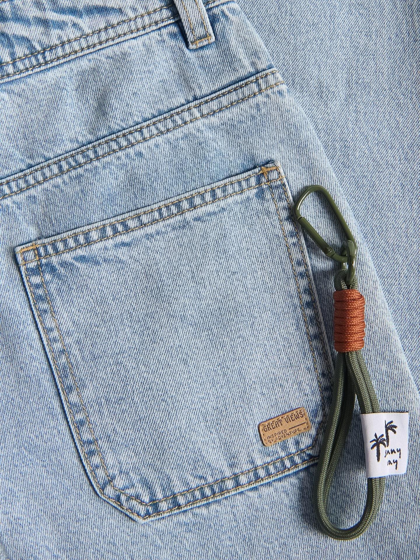 Blue Wide Leg Jeans With Keyring, Blue, large image number 2
