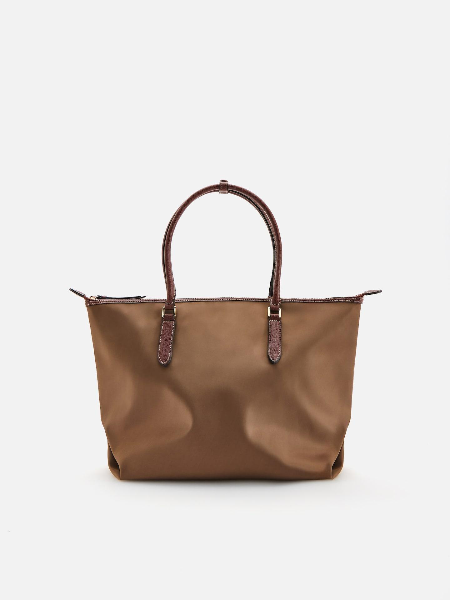 Gold Brown Fabric Shopper Bag, Brown, large image number 0