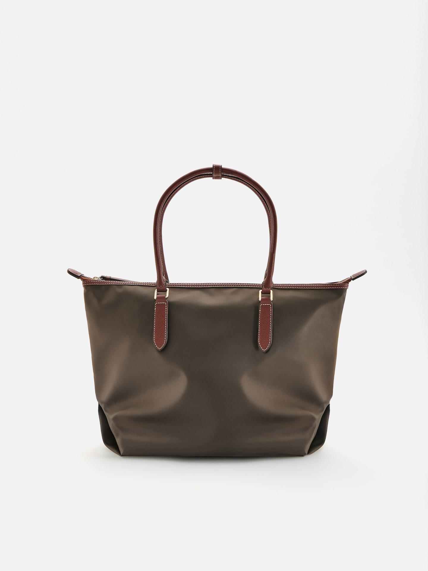Dusty Green Fabric Shopper Bag, Green, large image number 0