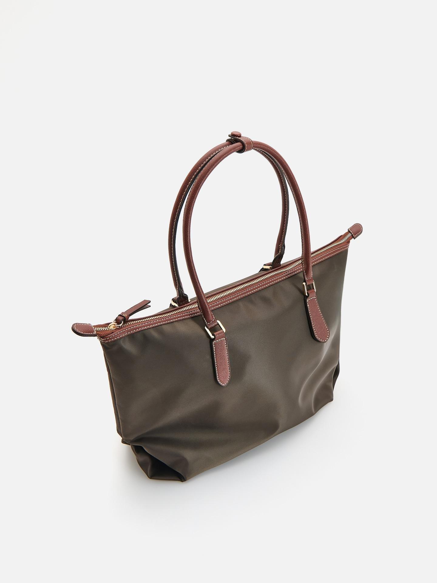 Dusty Green Fabric Shopper Bag, Green, large image number 1