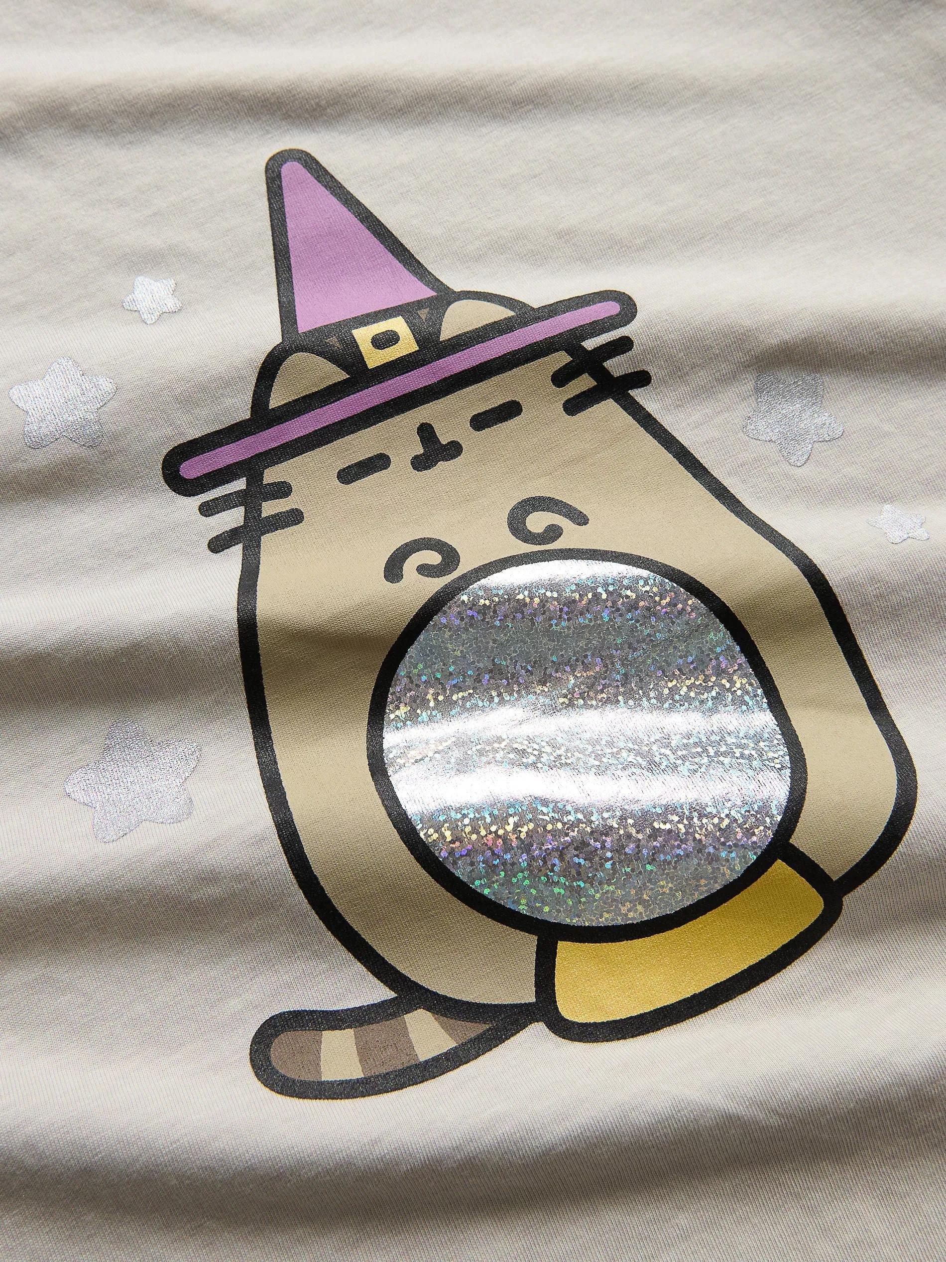 Grey T-Shirt With Pusheen Print, Kids Girls, Light grey, large image number 1