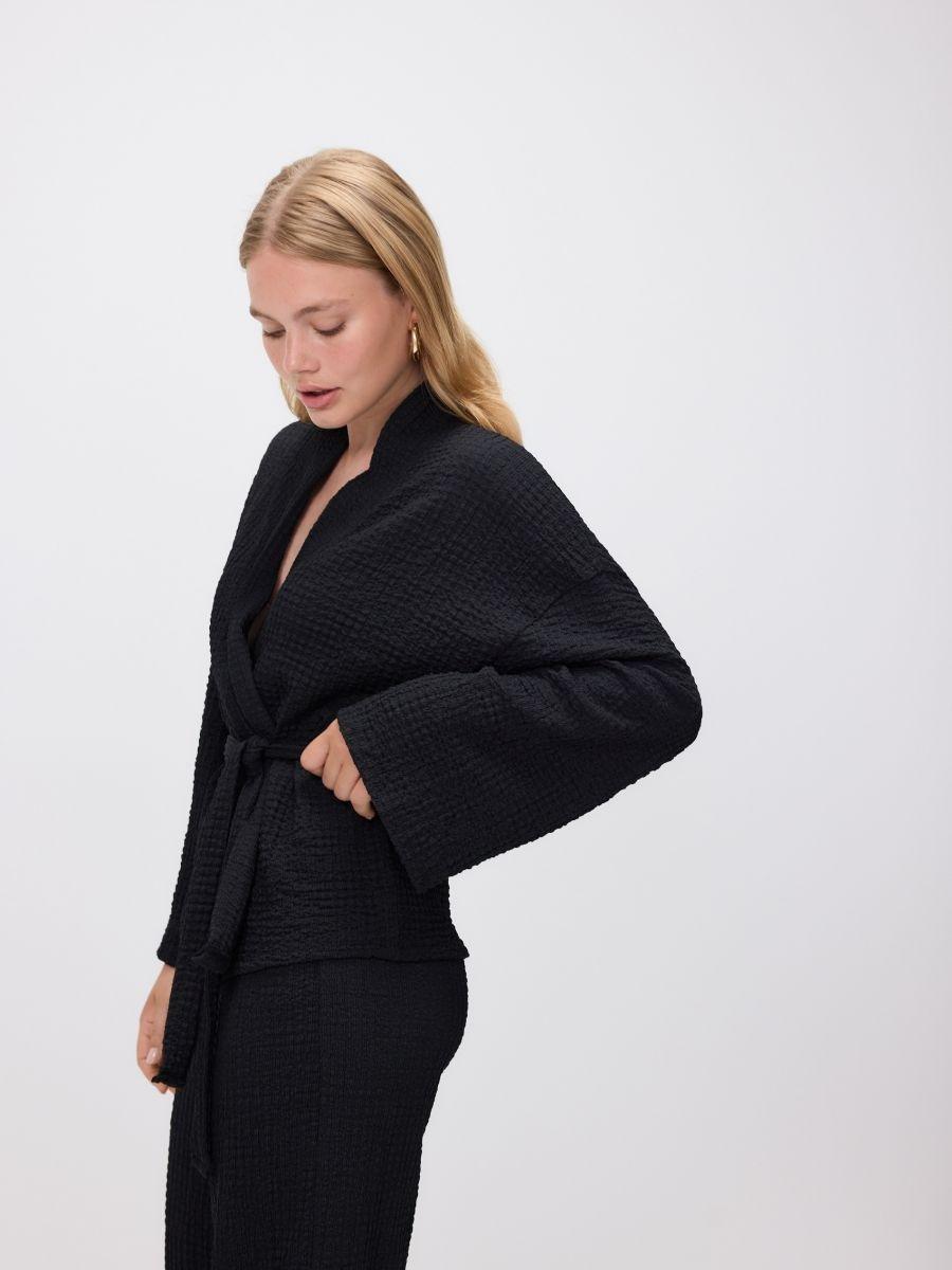 Black Jacket With Tie Belt, , medium