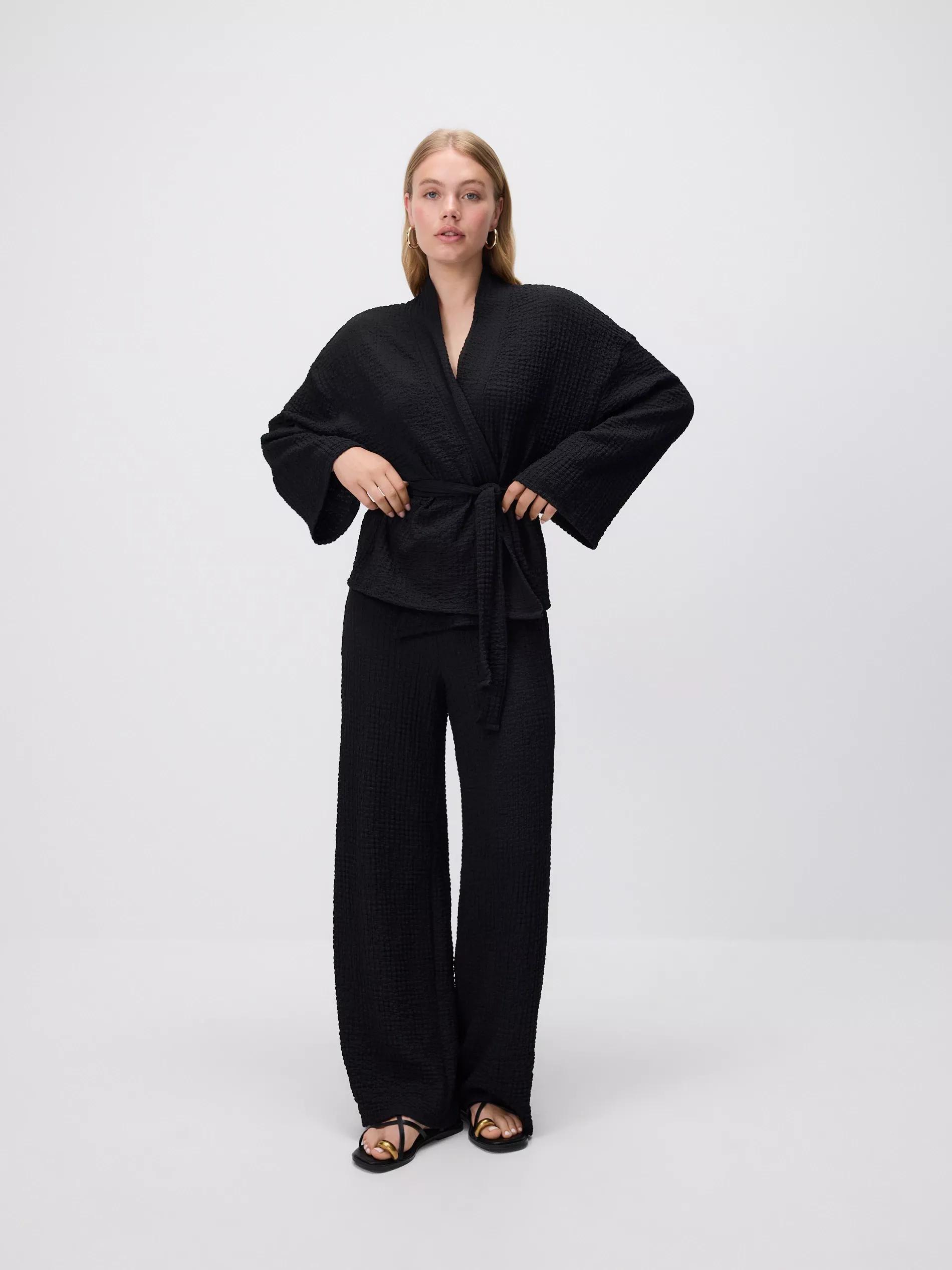 Black Jacket With Tie Belt, , large image number 0