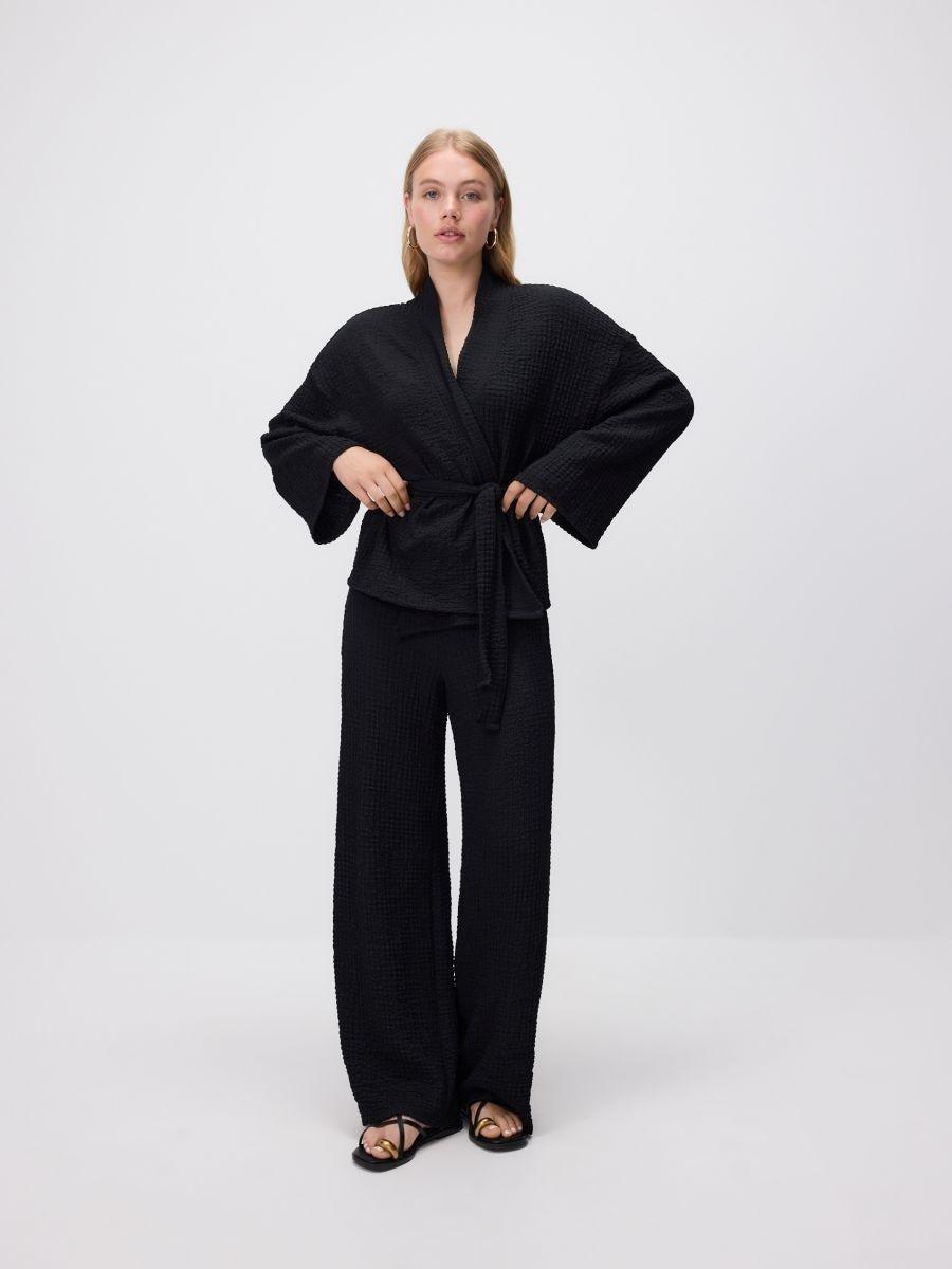 Black Jacket With Tie Belt, , large image number 1