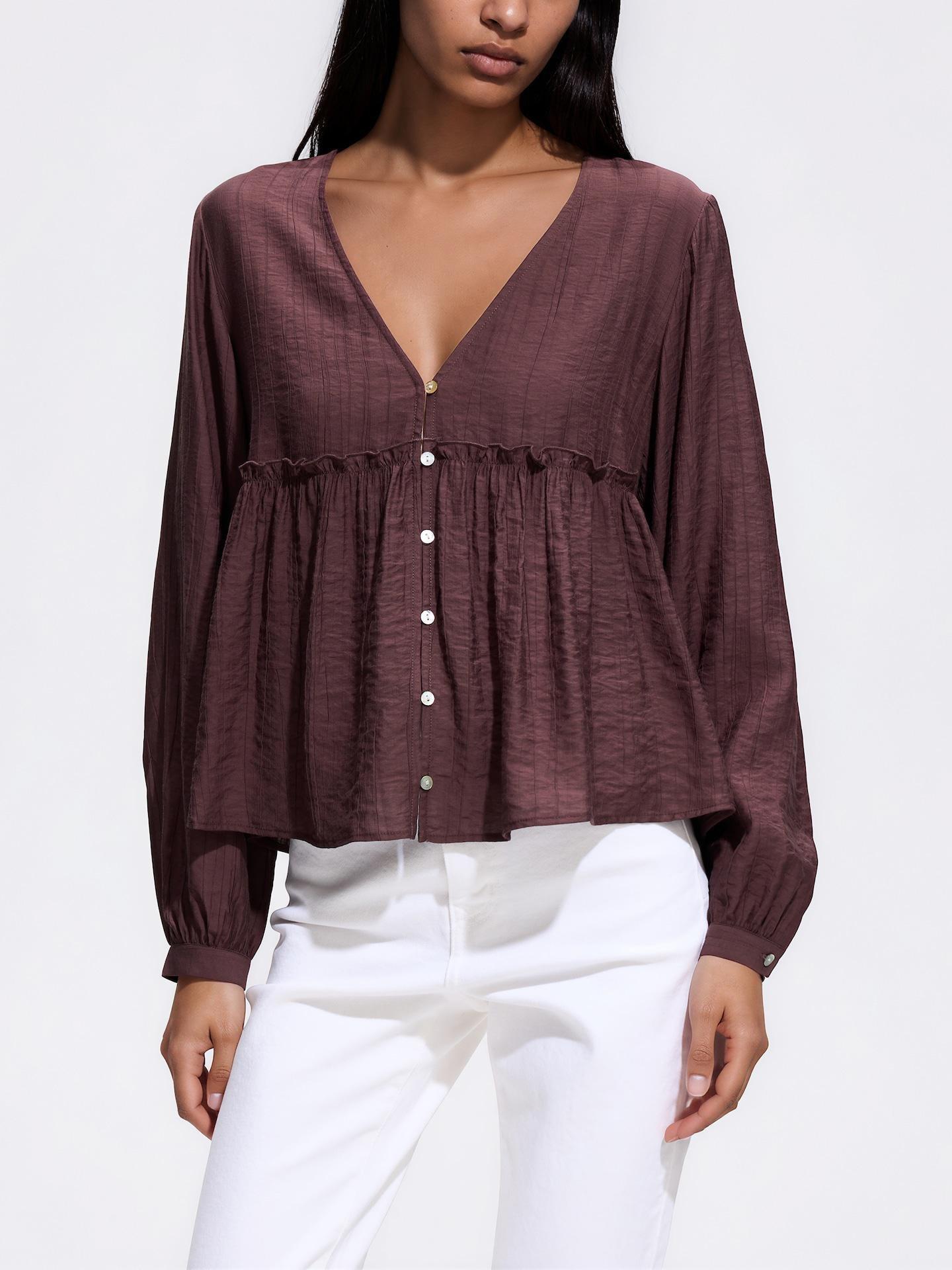 Brown Viscose Blend Blouse, Brown, large image number 0