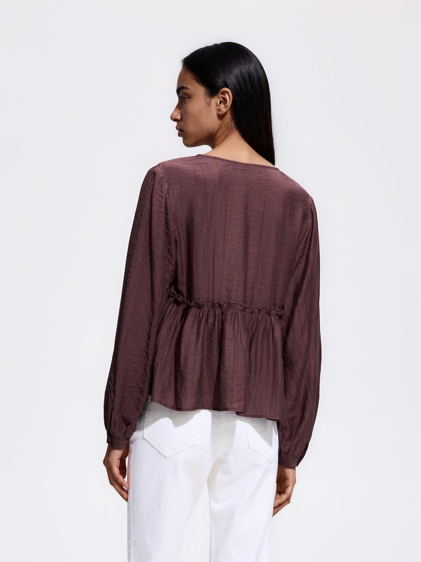 Brown Viscose Blend Blouse, Brown, large image number 2