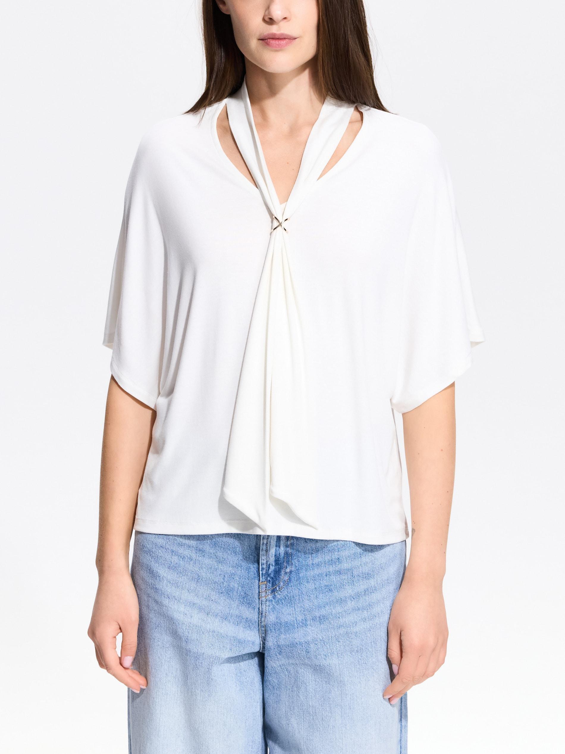 Cream Modal Blend T-Shirt, Ivory, large image number 2