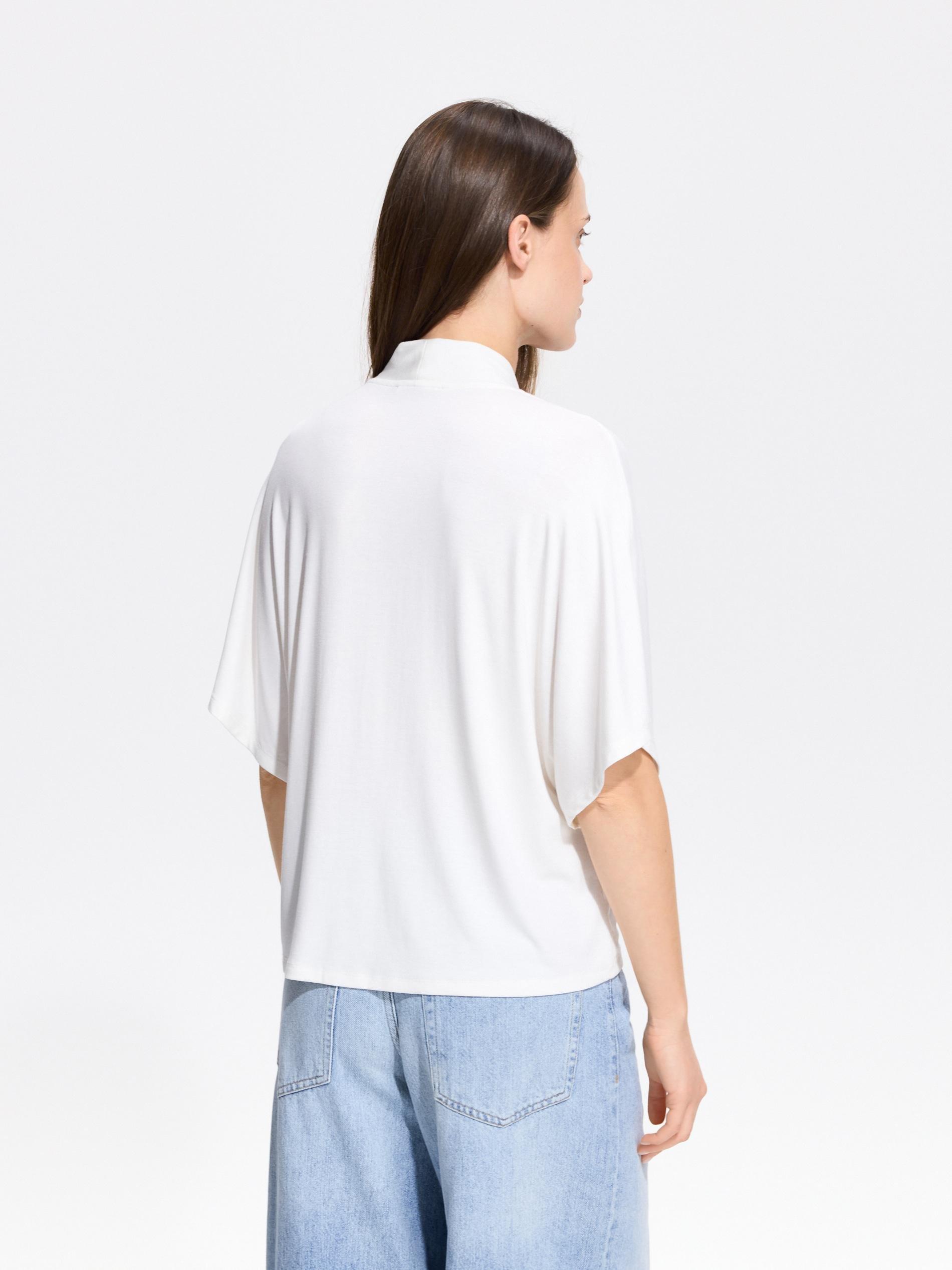 Cream Modal Blend T-Shirt, Ivory, large image number 3