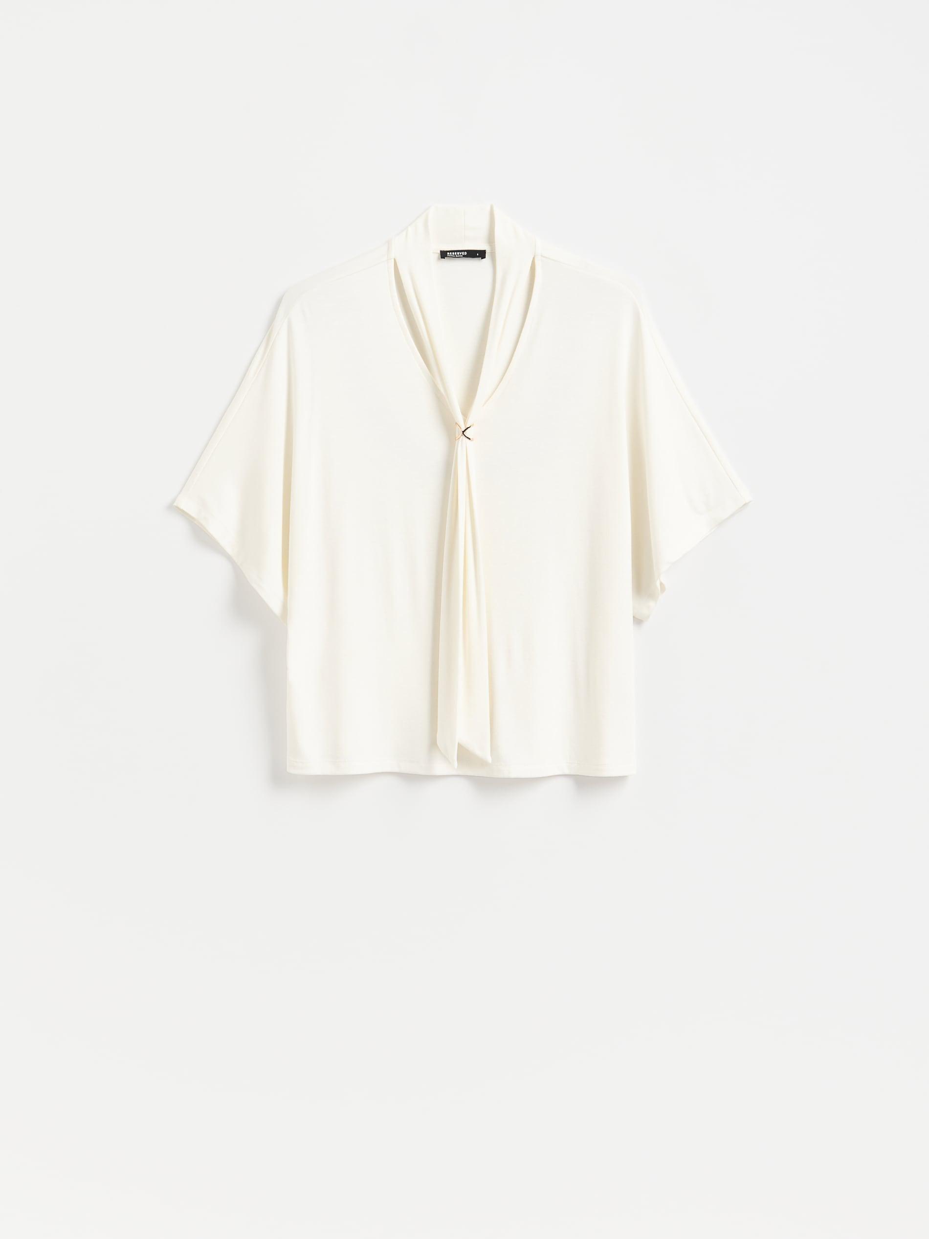 Cream Modal Blend T-Shirt, Ivory, large image number 4