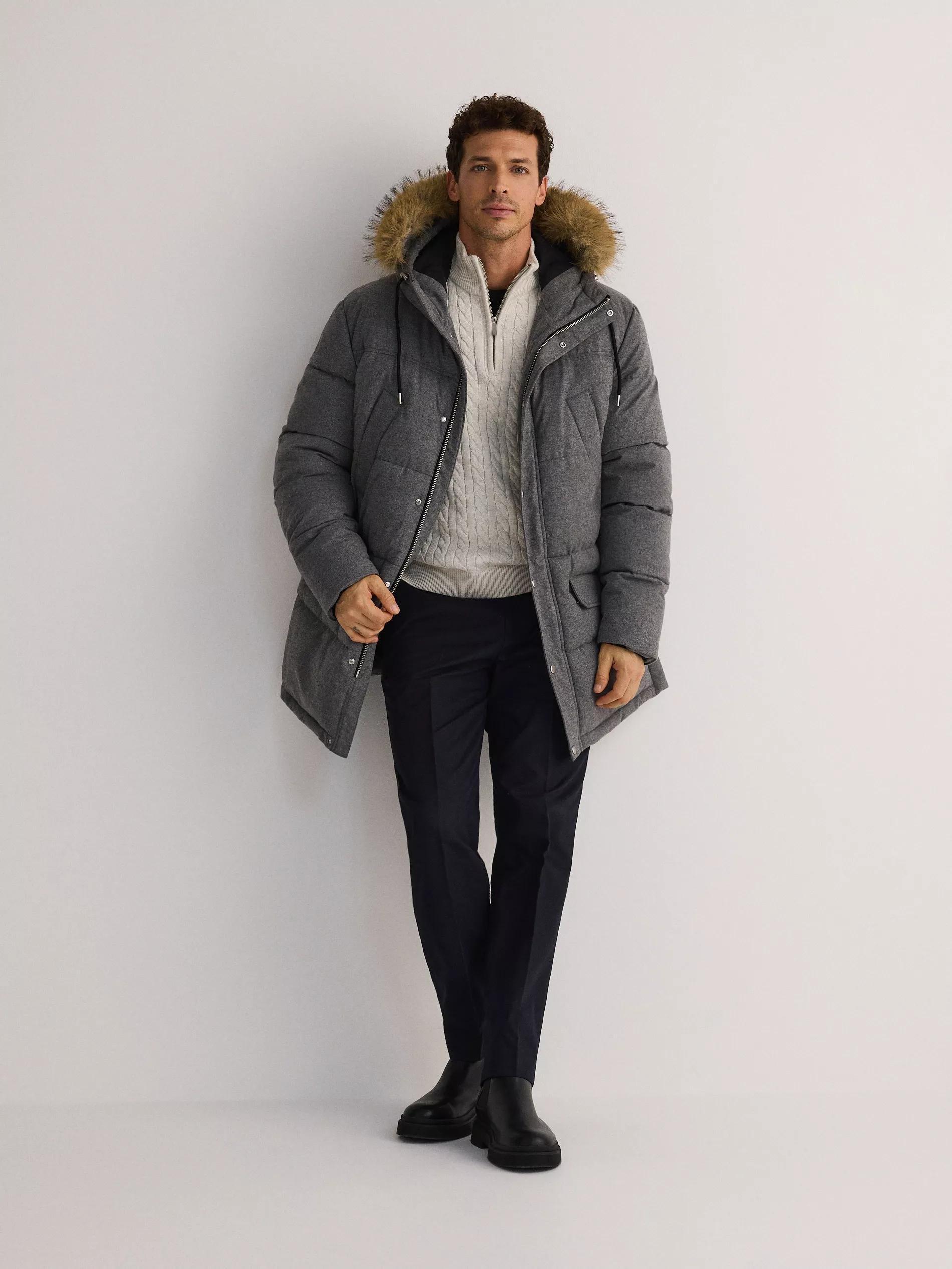 Grey Quilted Jacket With Hood, , large image number 2