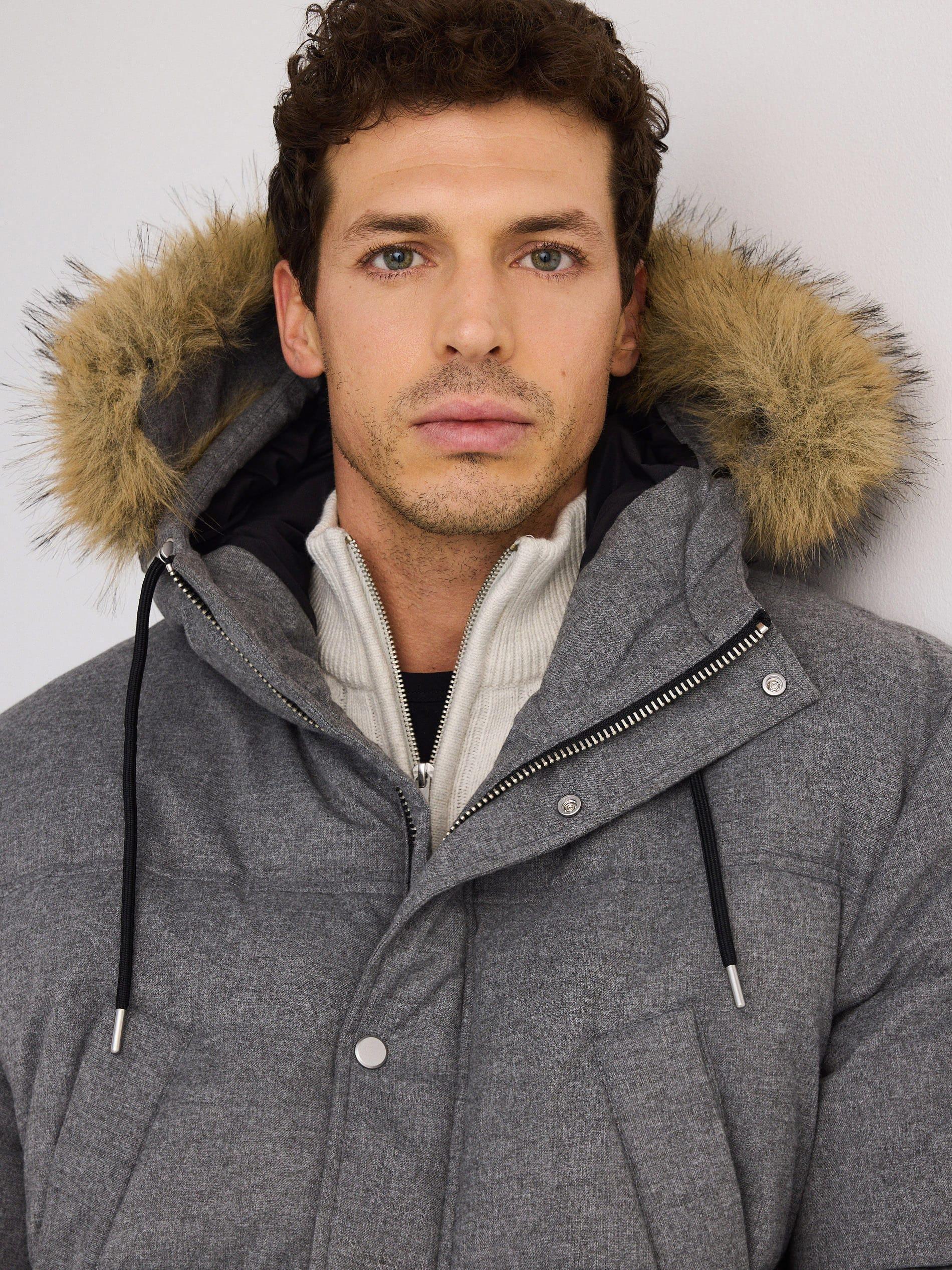 Grey Quilted Jacket With Hood, , large image number 5