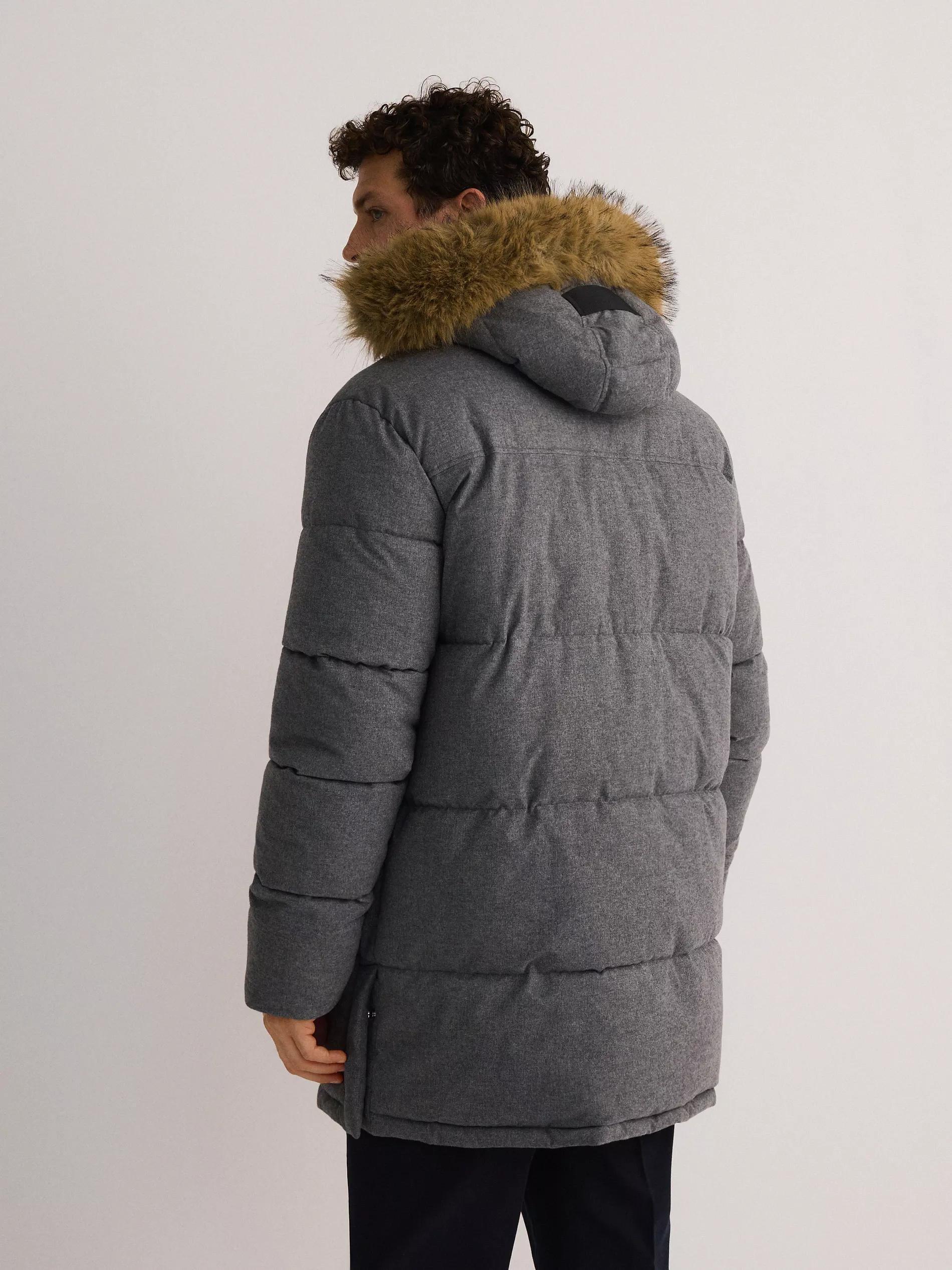 Grey Quilted Jacket With Hood, , large image number 9
