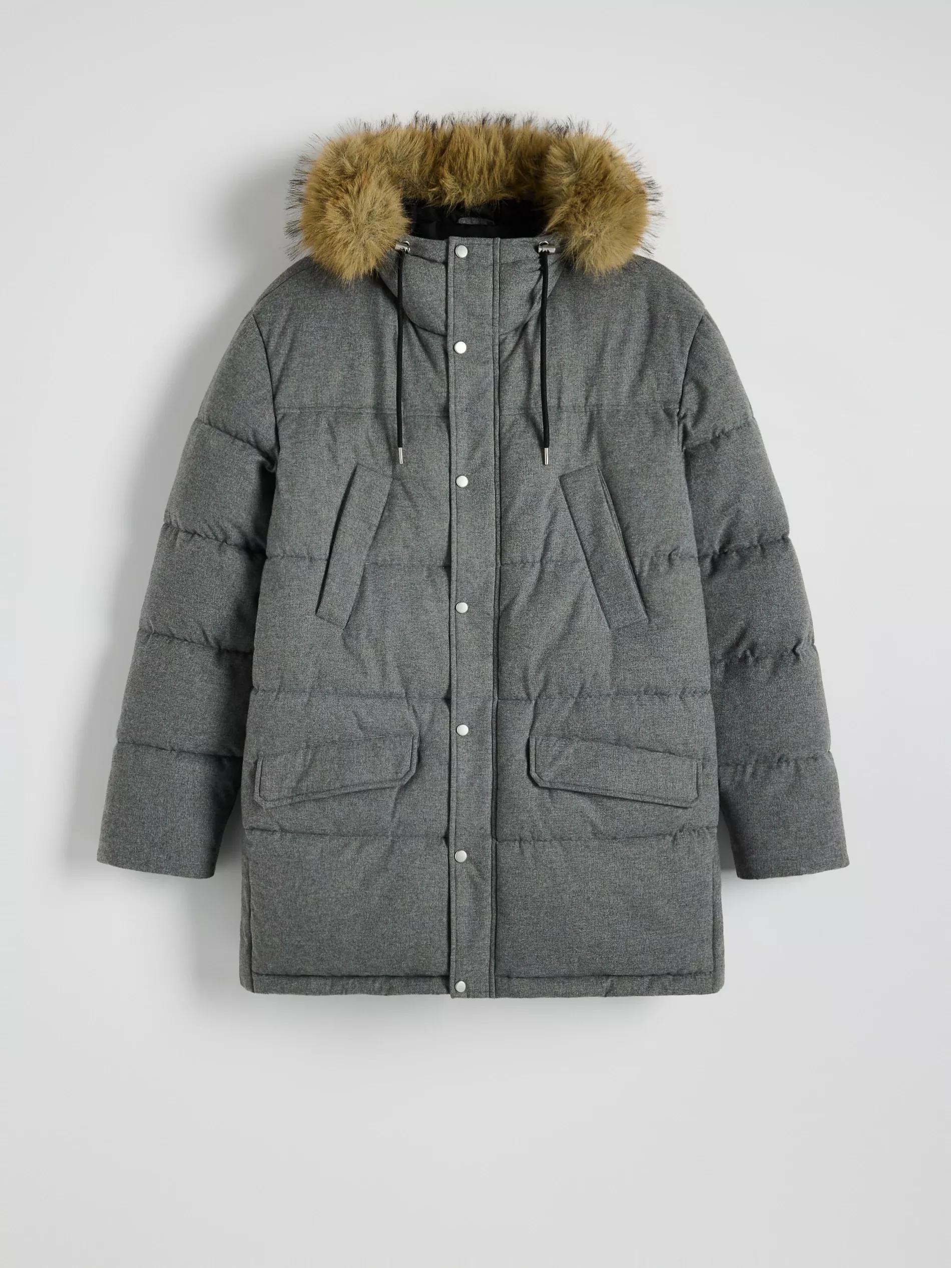 Grey Quilted Jacket With Hood, , large image number 11