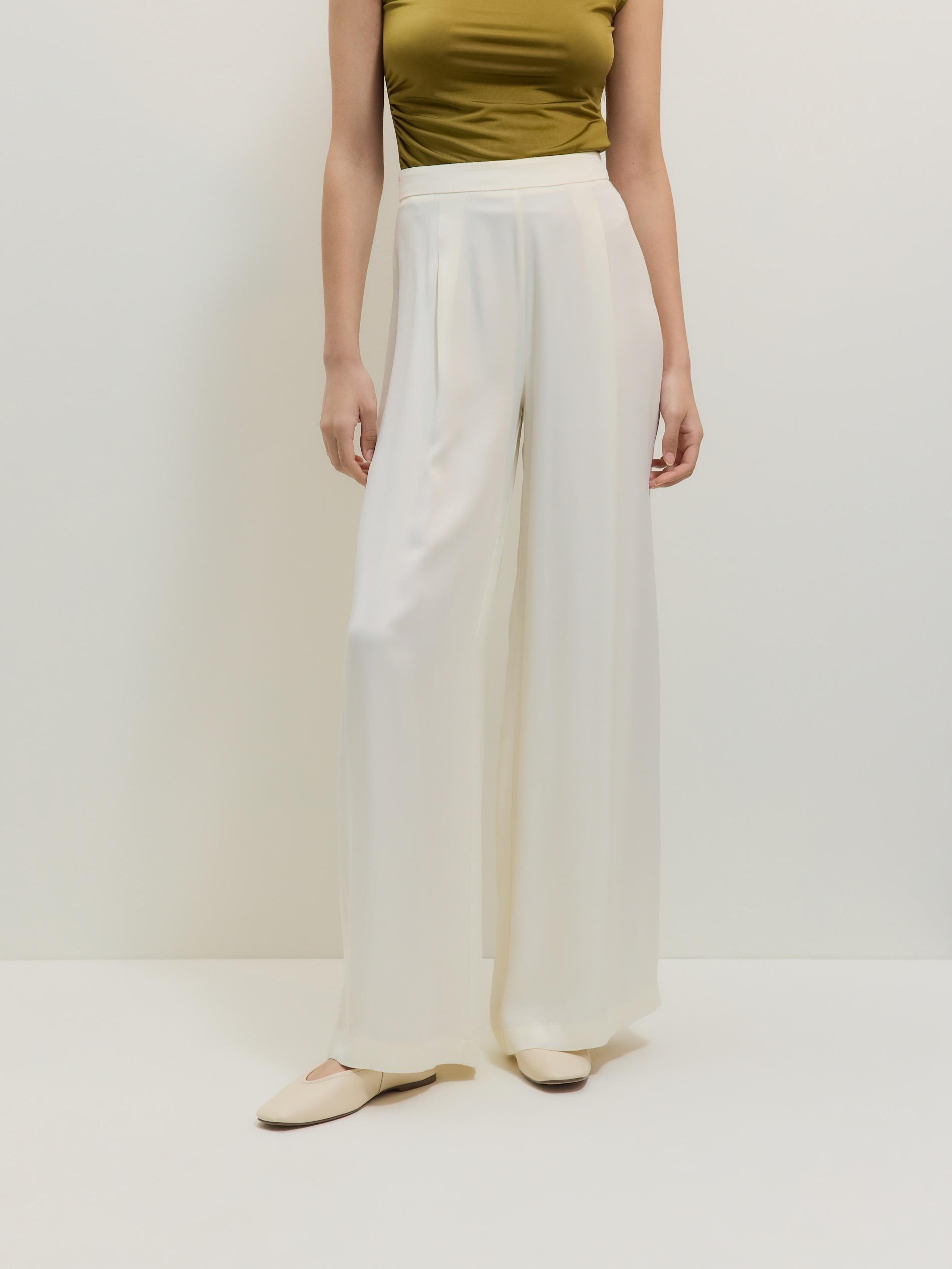 Cream Viscose Trousers, , large image number 0