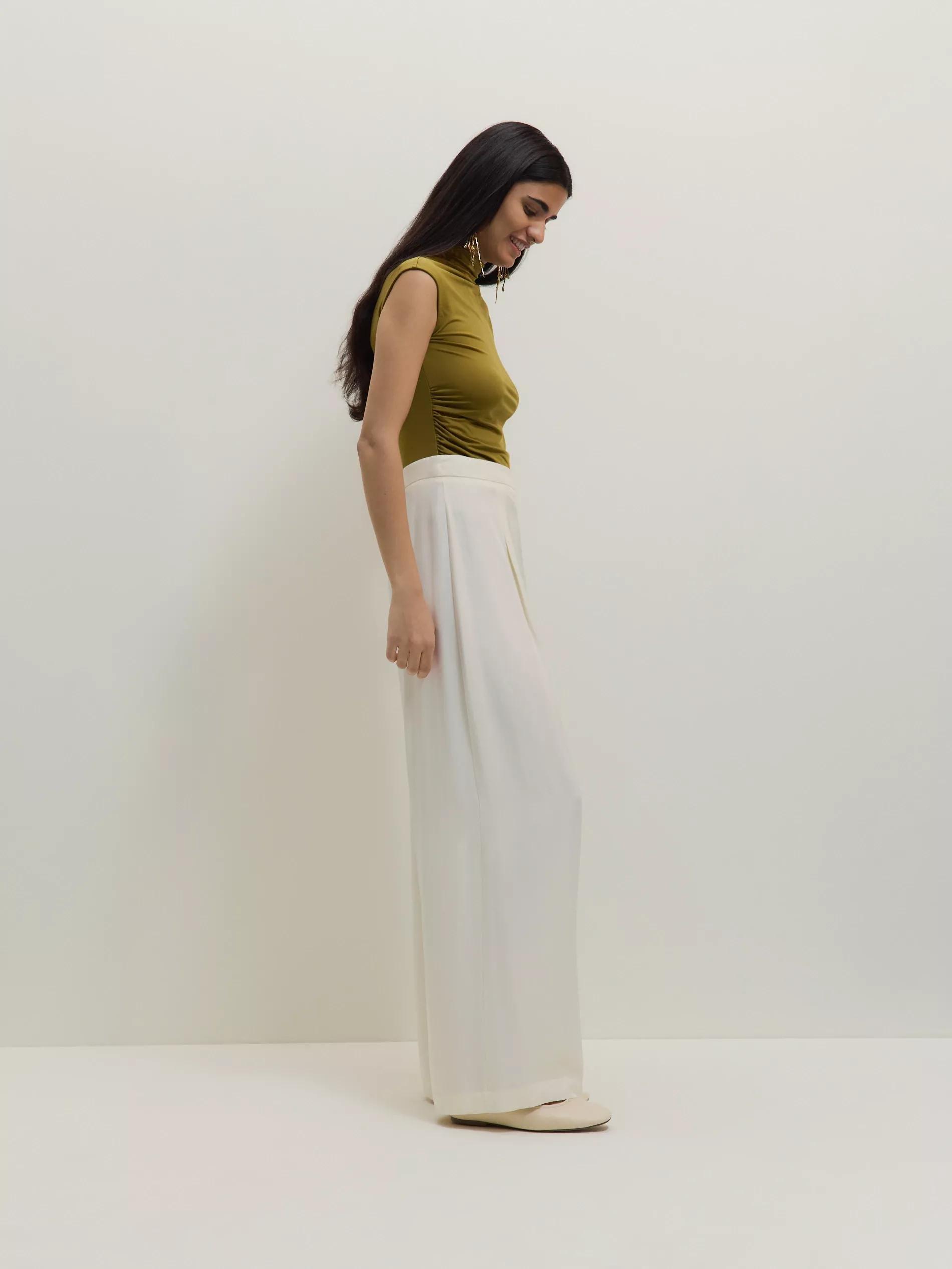 Cream Viscose Trousers, , large image number 1