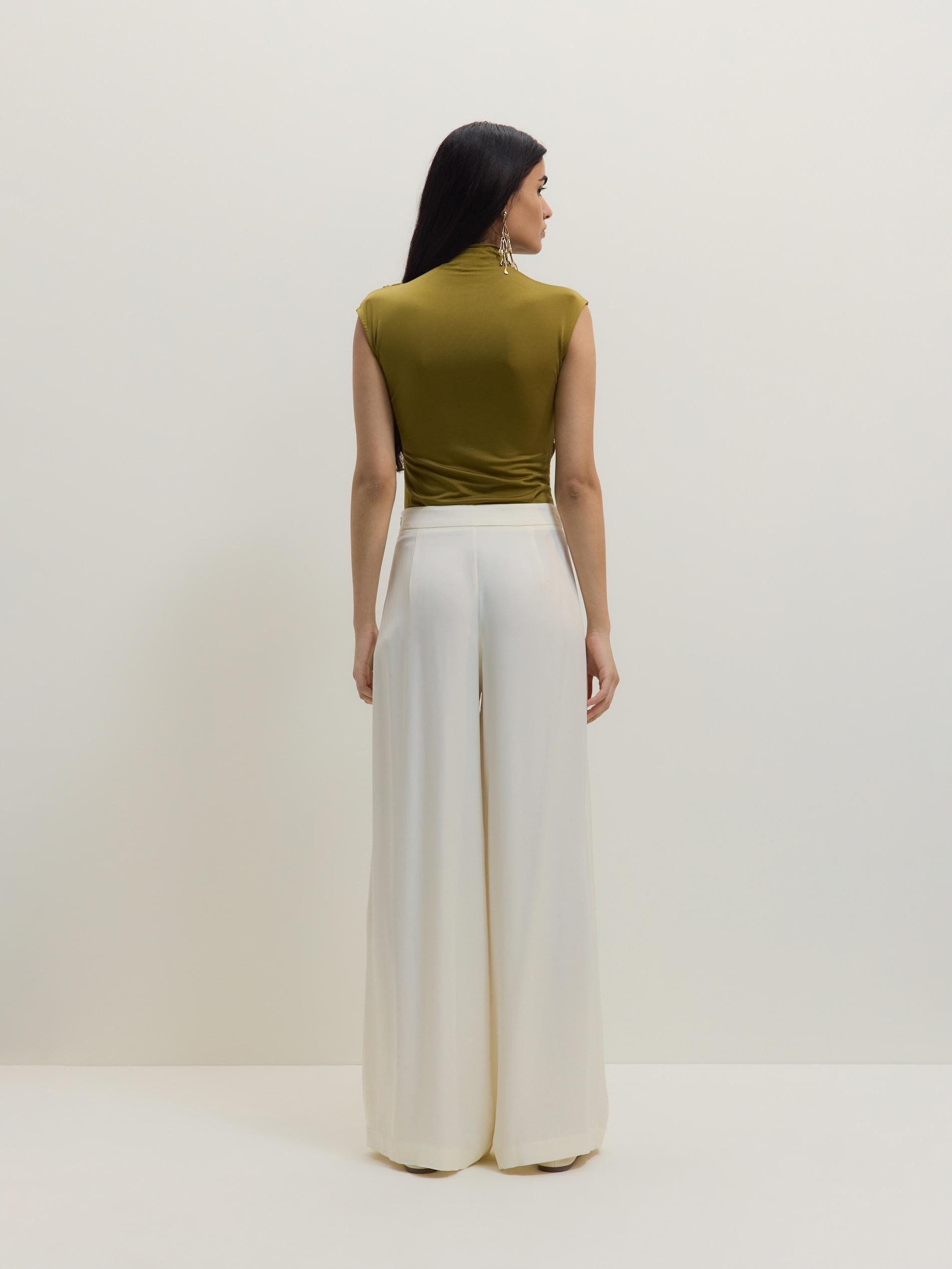 Cream Viscose Trousers, , large image number 2