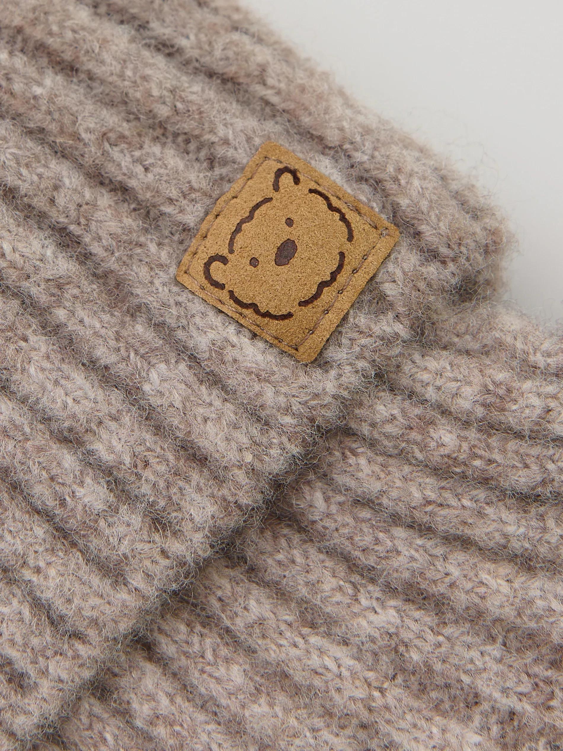 Beige Wool Mix Circle Scarf, Beige, medium