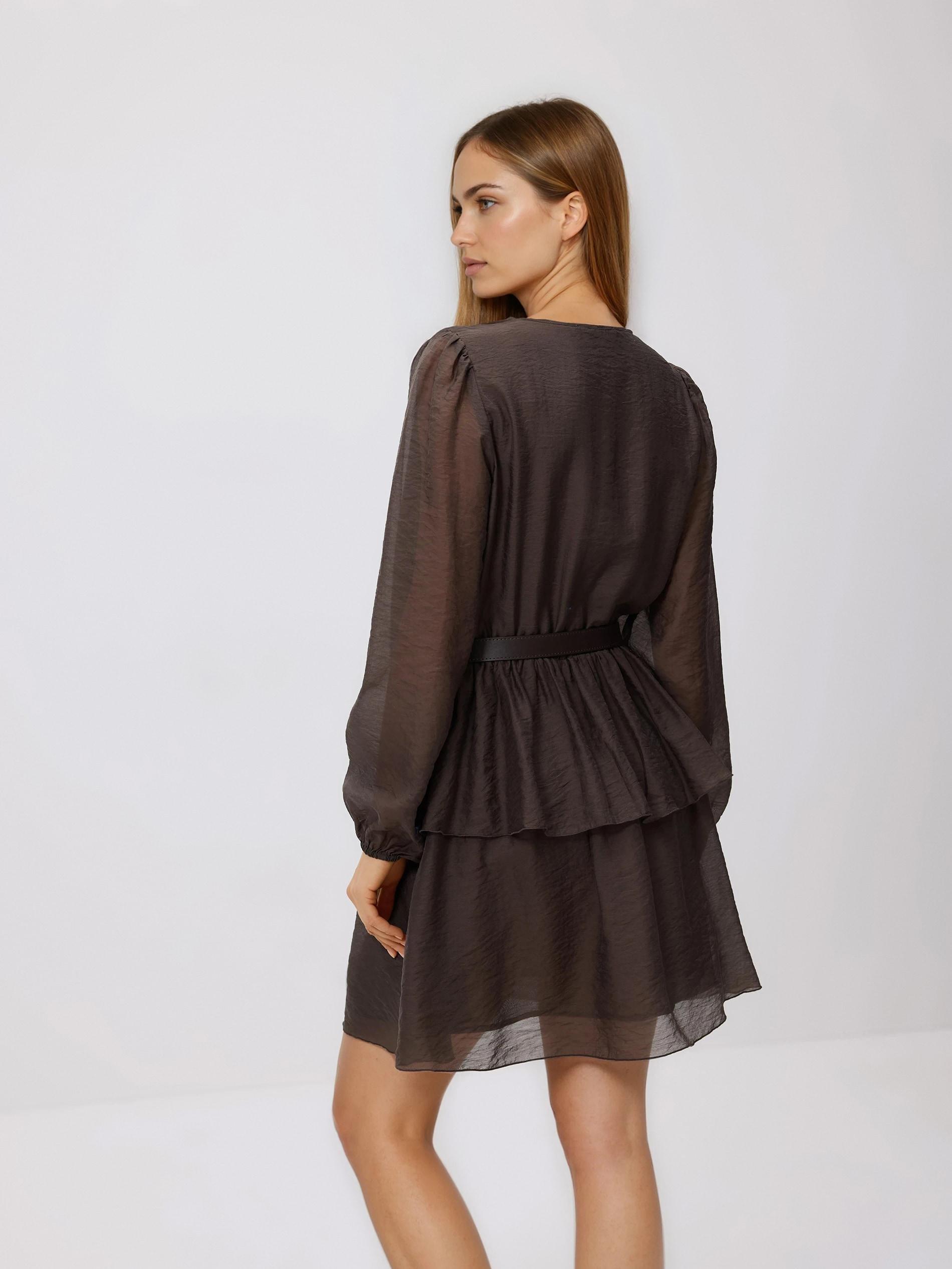 Brown Lyocell Blend Dress, Brown, large image number 1