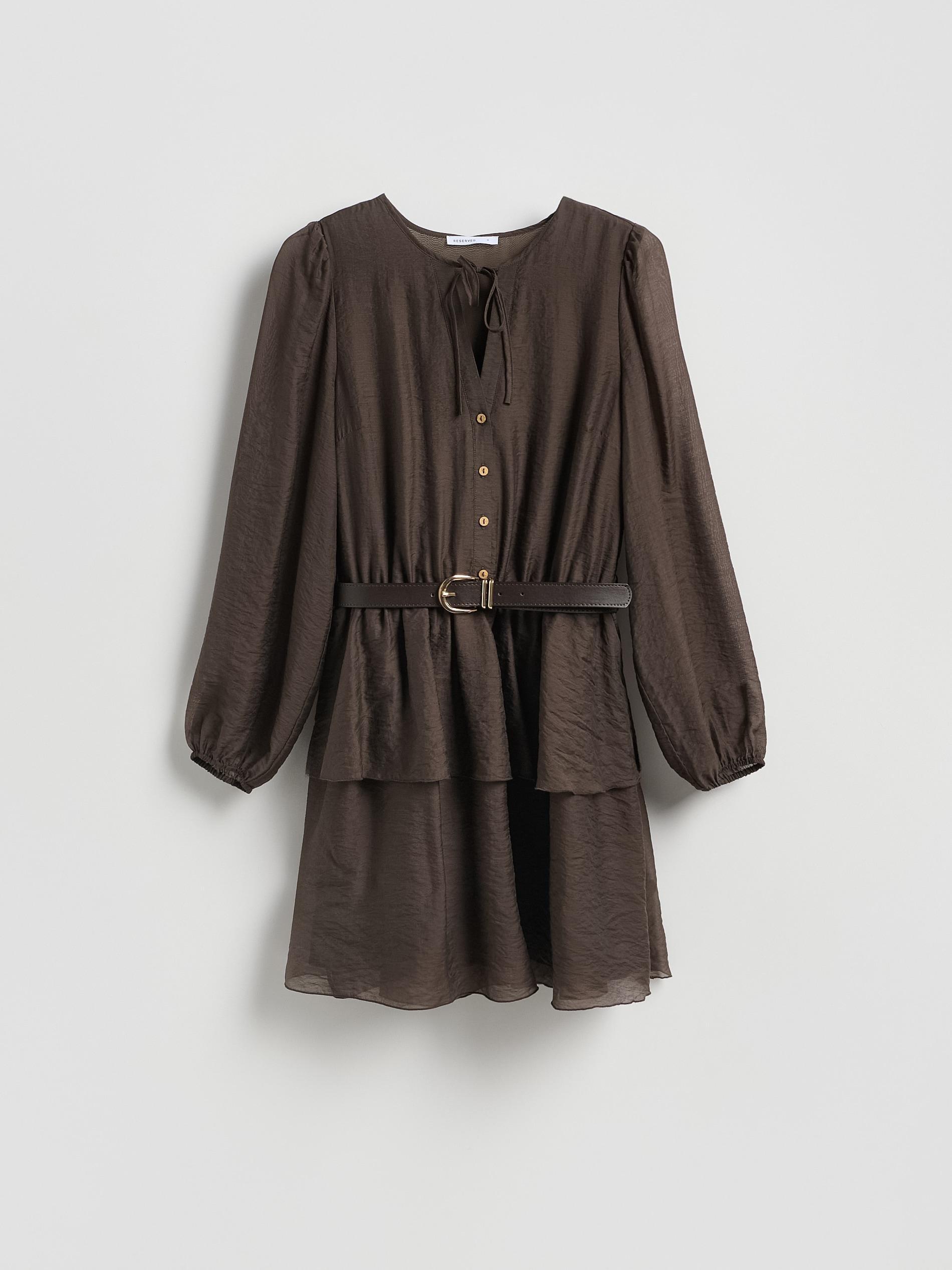 Brown Lyocell Blend Dress, Brown, large image number 2