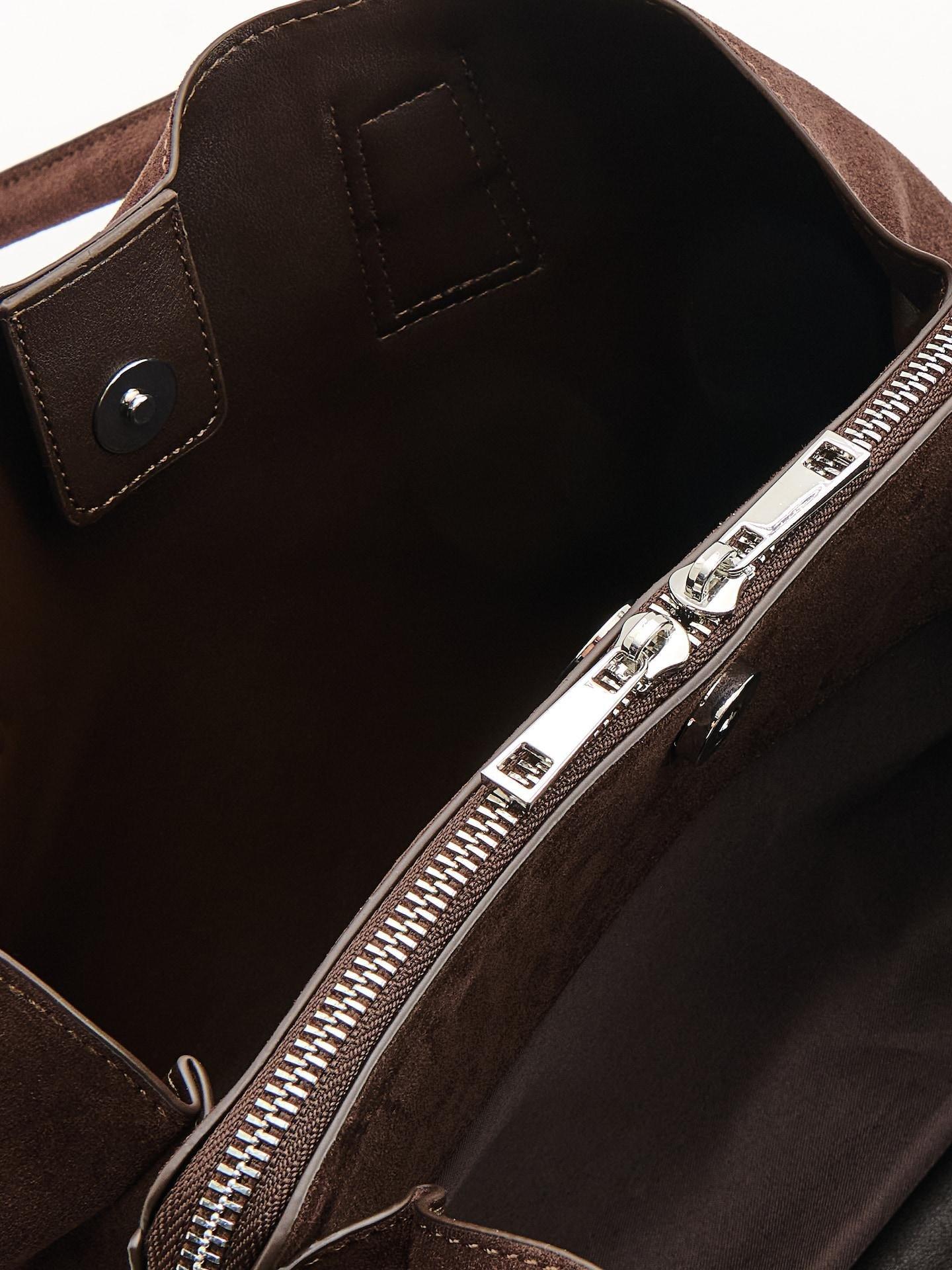 Brown Faux Suede Bag, Brown, medium