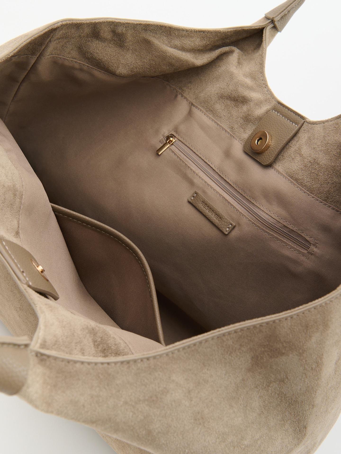 Beige Faux Suede Shopper Bag, Beige, large image number 2