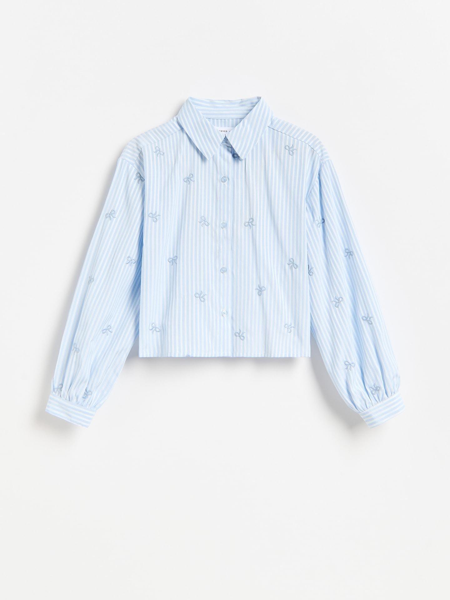 Blue Shirt With Embroidered Pattern, Blue, large image number 0