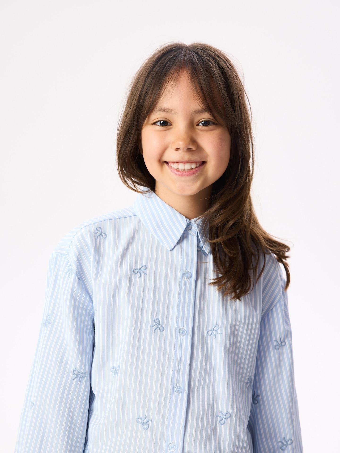 Blue Shirt With Embroidered Pattern, Blue, large image number 1