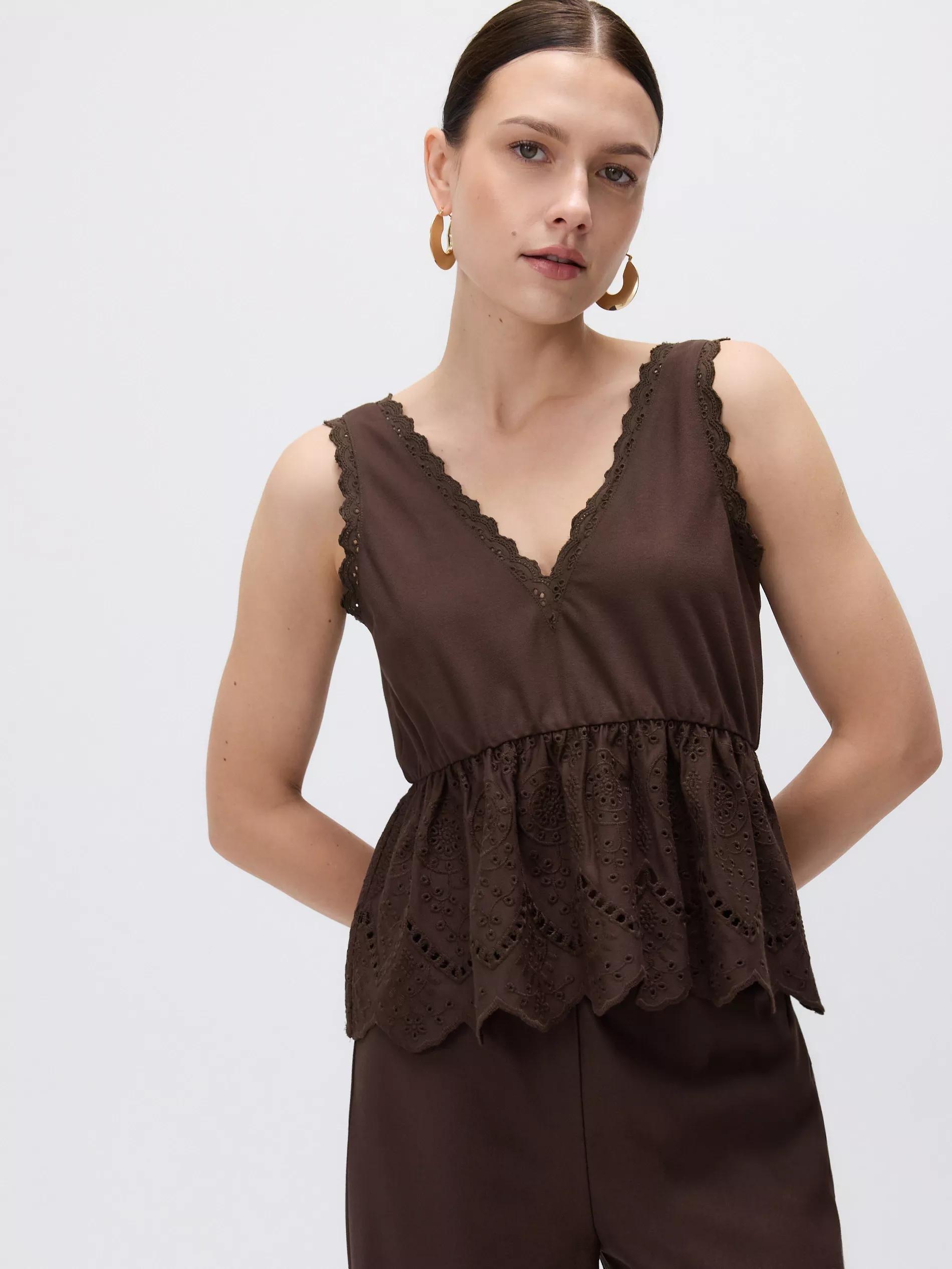 Brown Blouse, Brown, medium