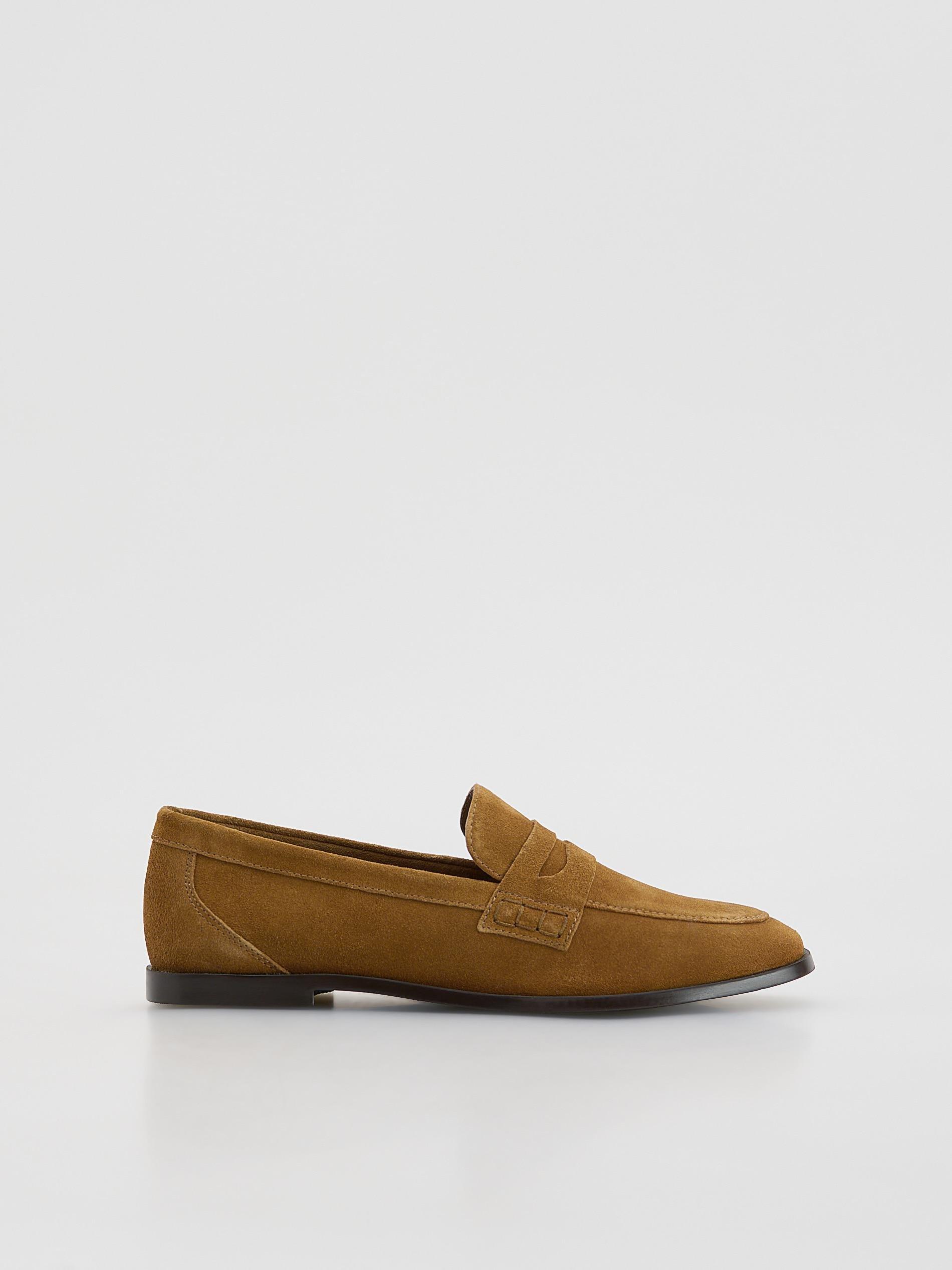 Beige Suede Loafers, Beige, large image number 0