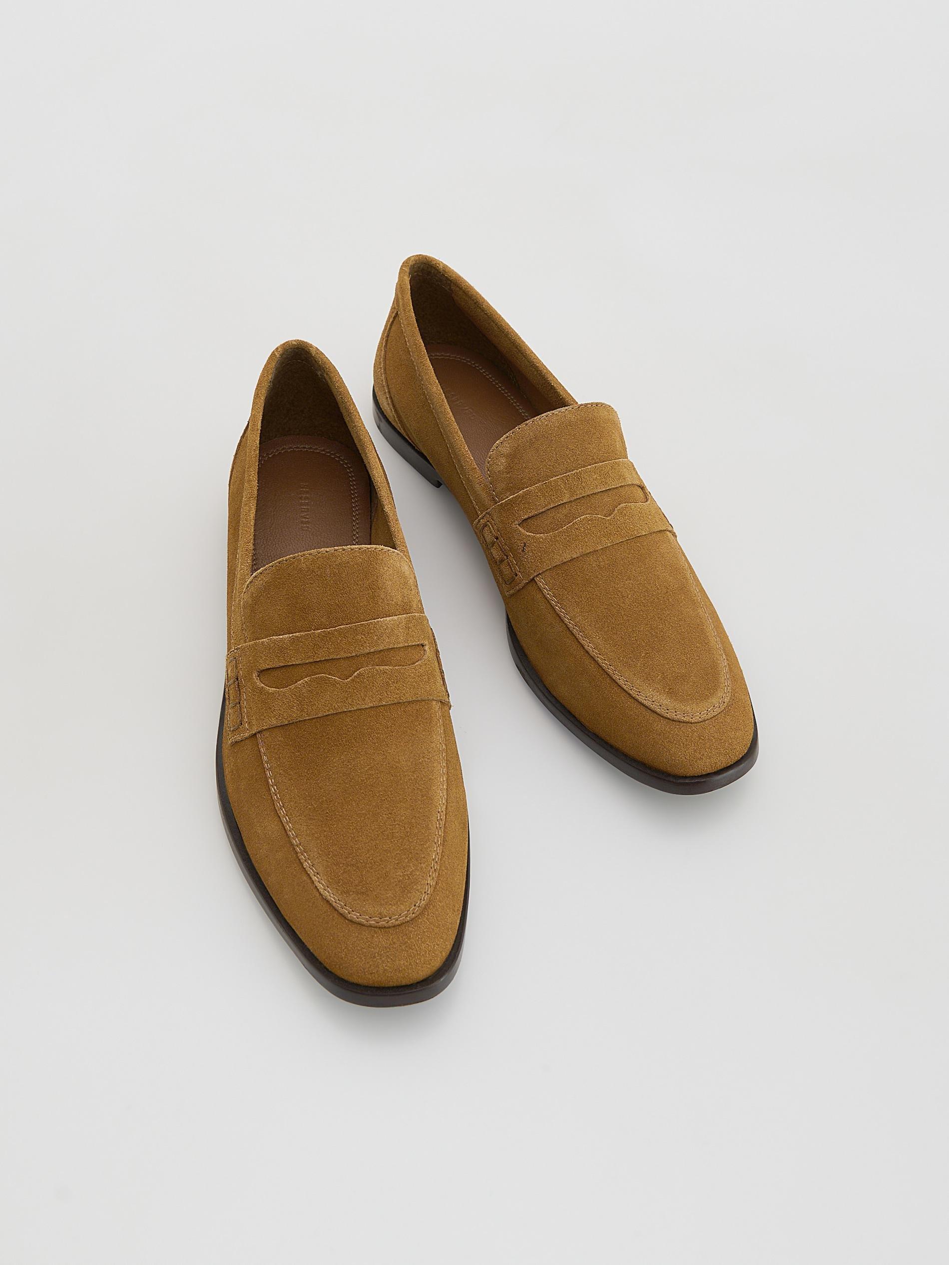 Beige Suede Loafers, Beige, large image number 1