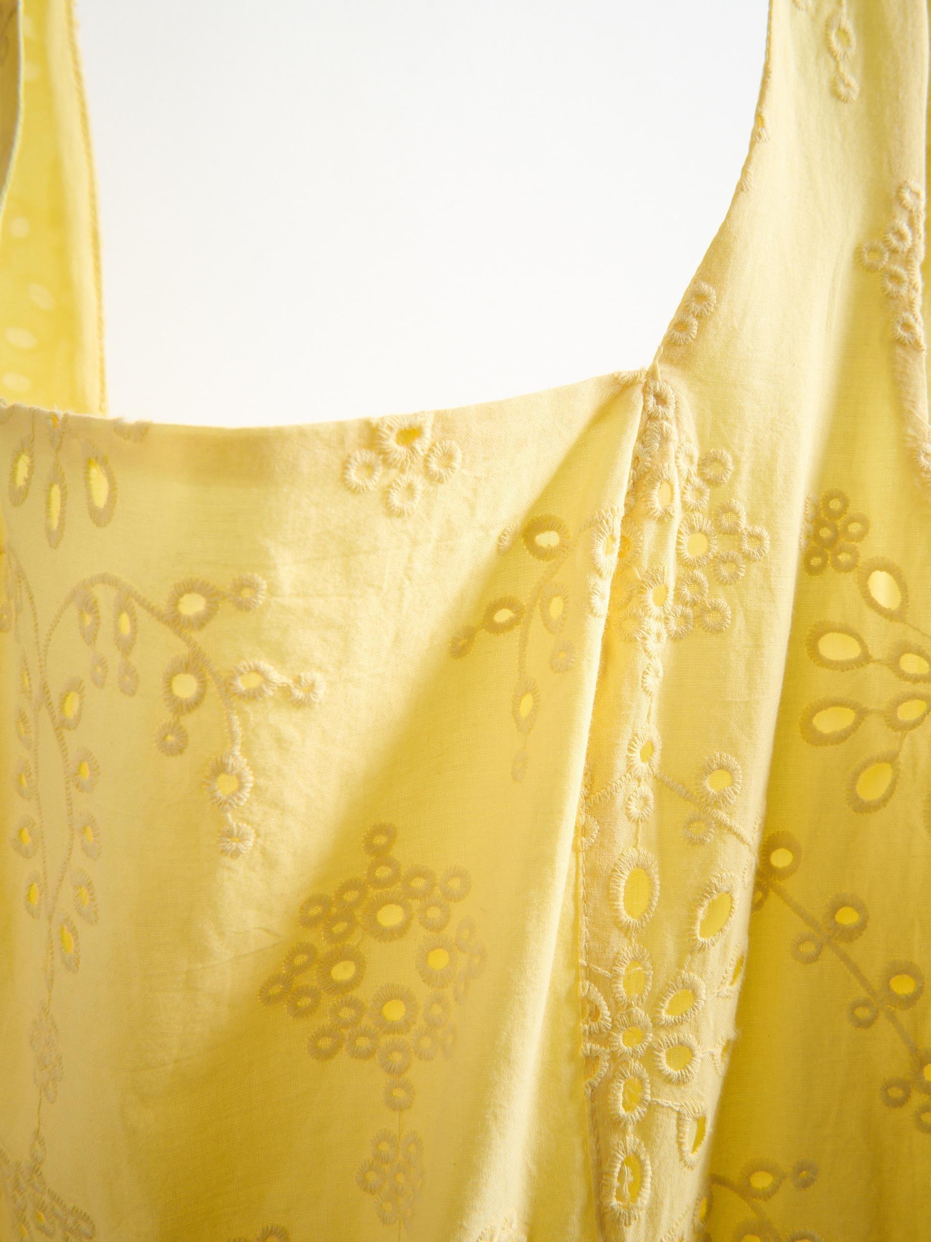Yellow Openwork Cotton Dress, Yellow, large image number 5