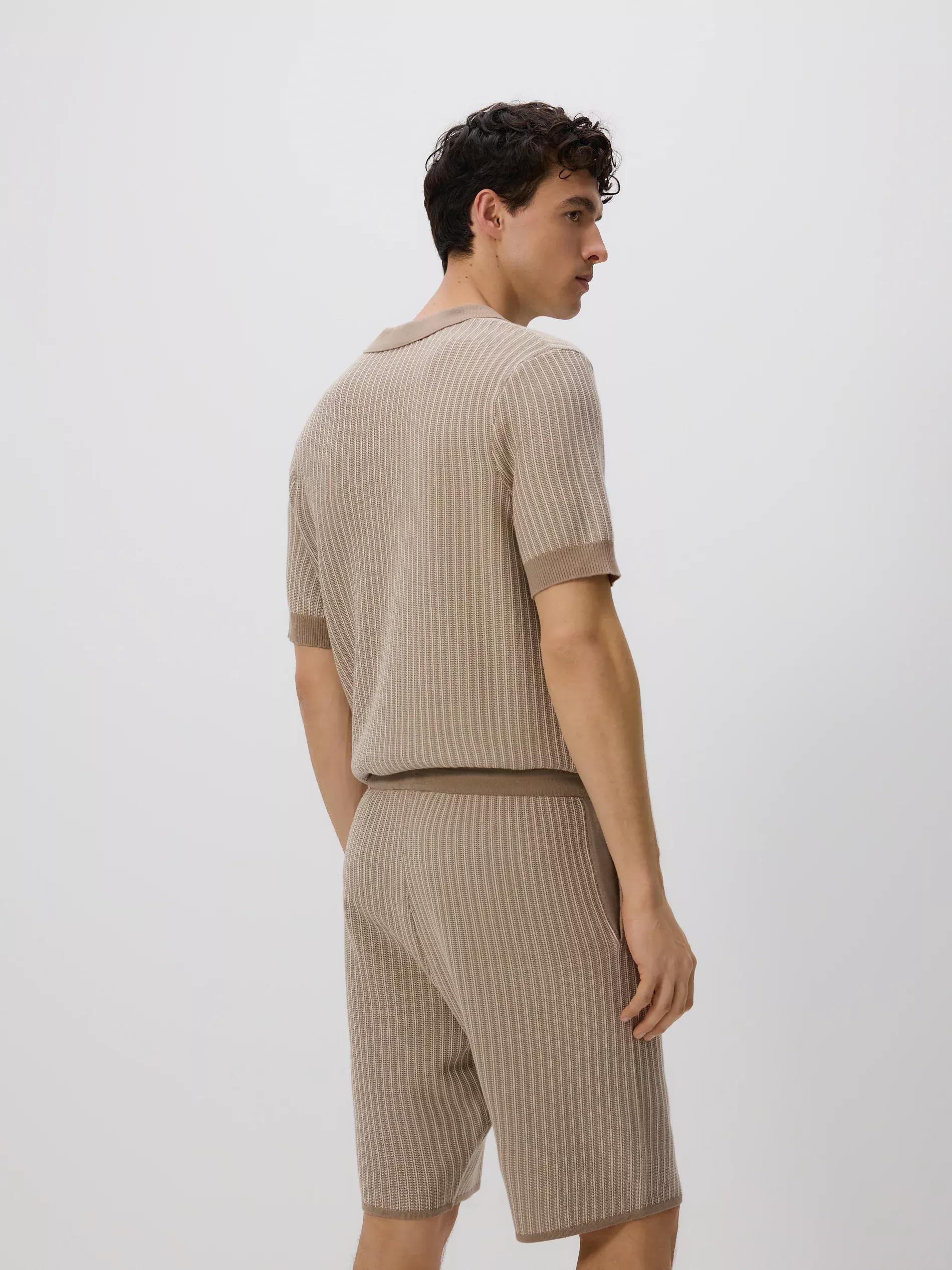 Beige Structured Regular Fit Shorts, , large image number 2