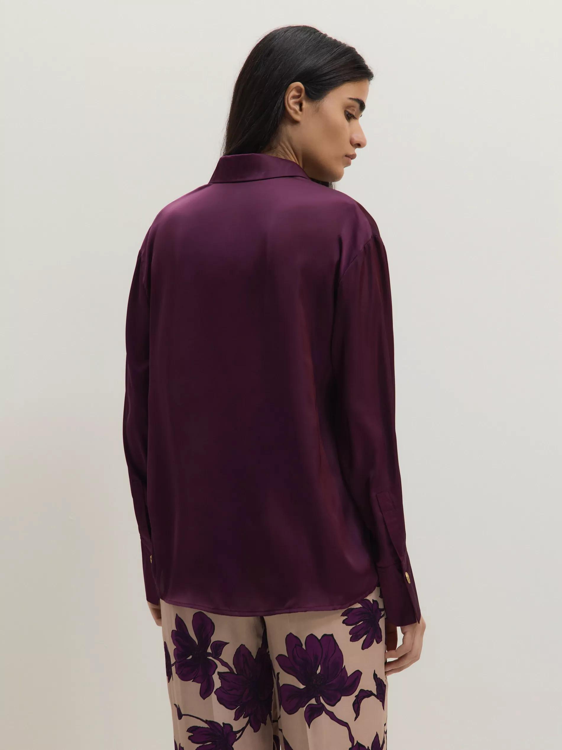 Burgundy Satin Shirt, Burgundy, large image number 3