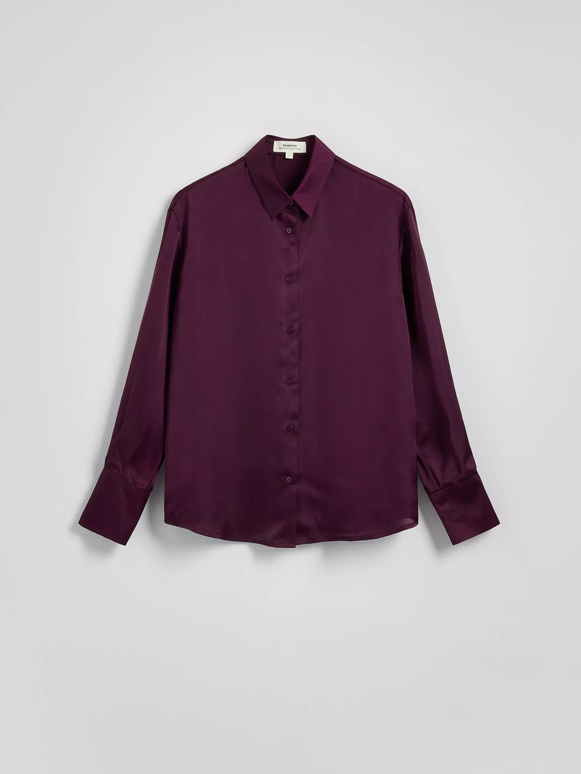 Burgundy Satin Shirt, , large image number 4