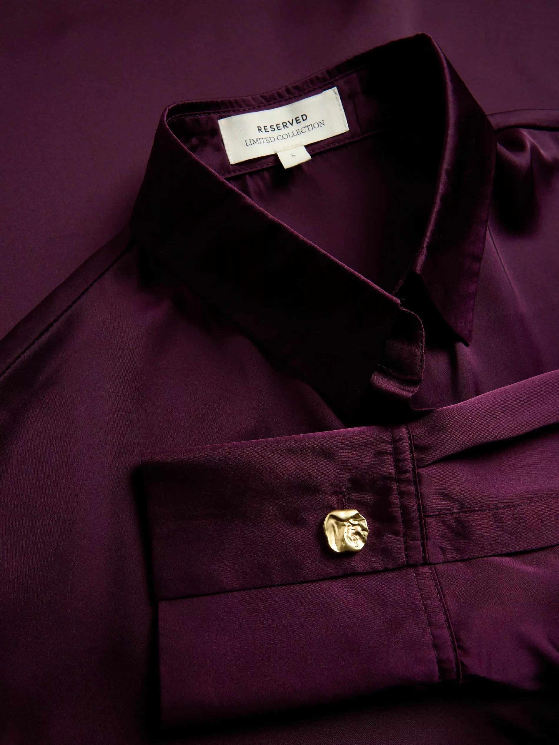 Burgundy Satin Shirt, , large image number 5