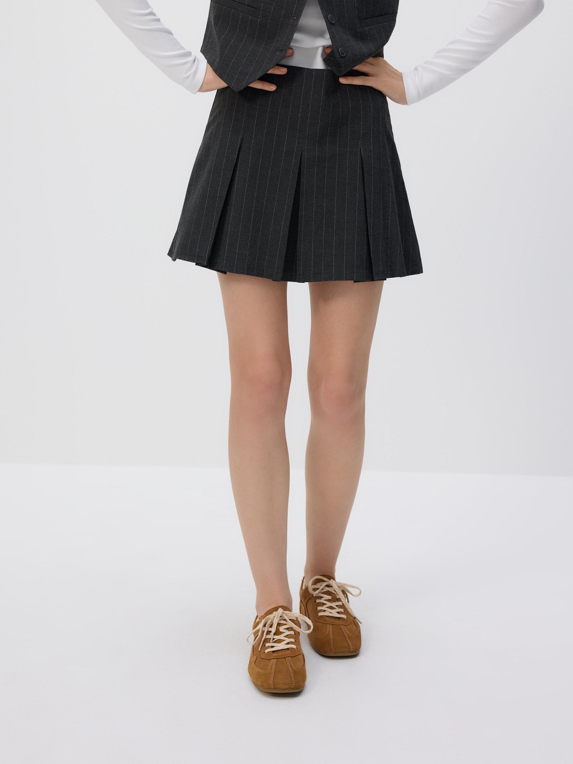 Grey Pleated Skort, Grey, large image number 0