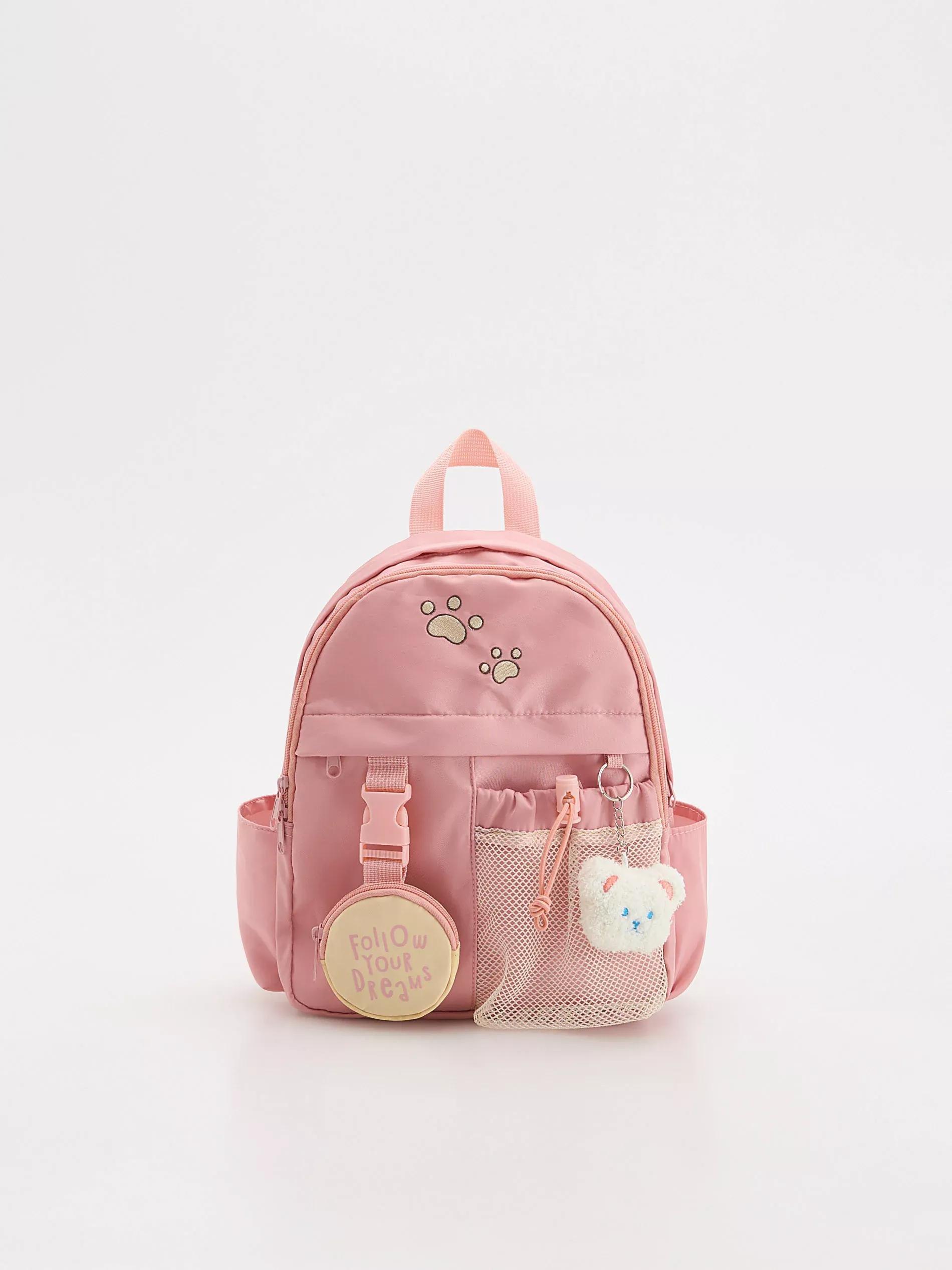 Pink Backpack With Pendant, , medium