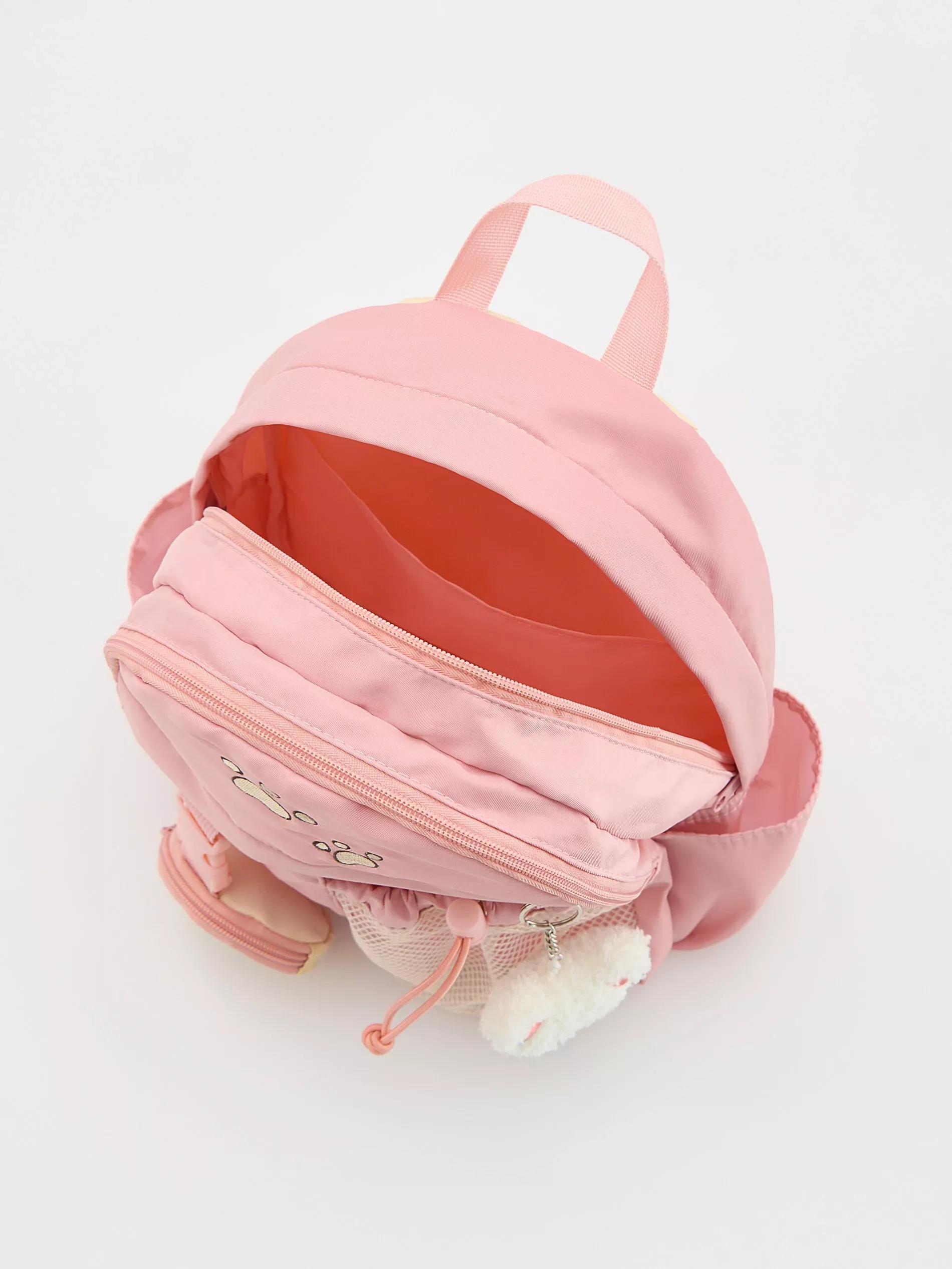 Pink Backpack With Pendant, Pink, large image number 3