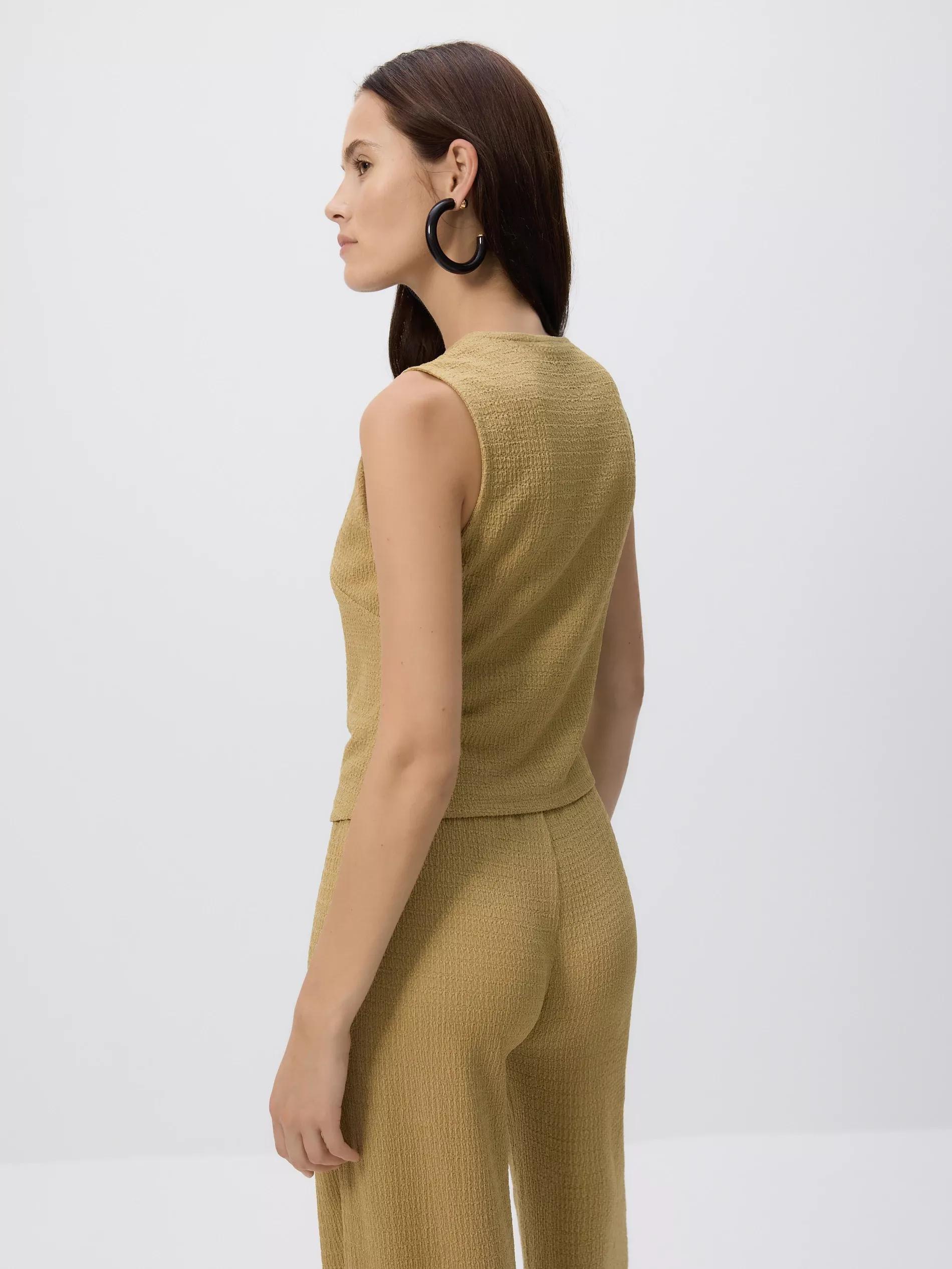 LIGHT OLIVE Structured knit vest, Green, large image number 3