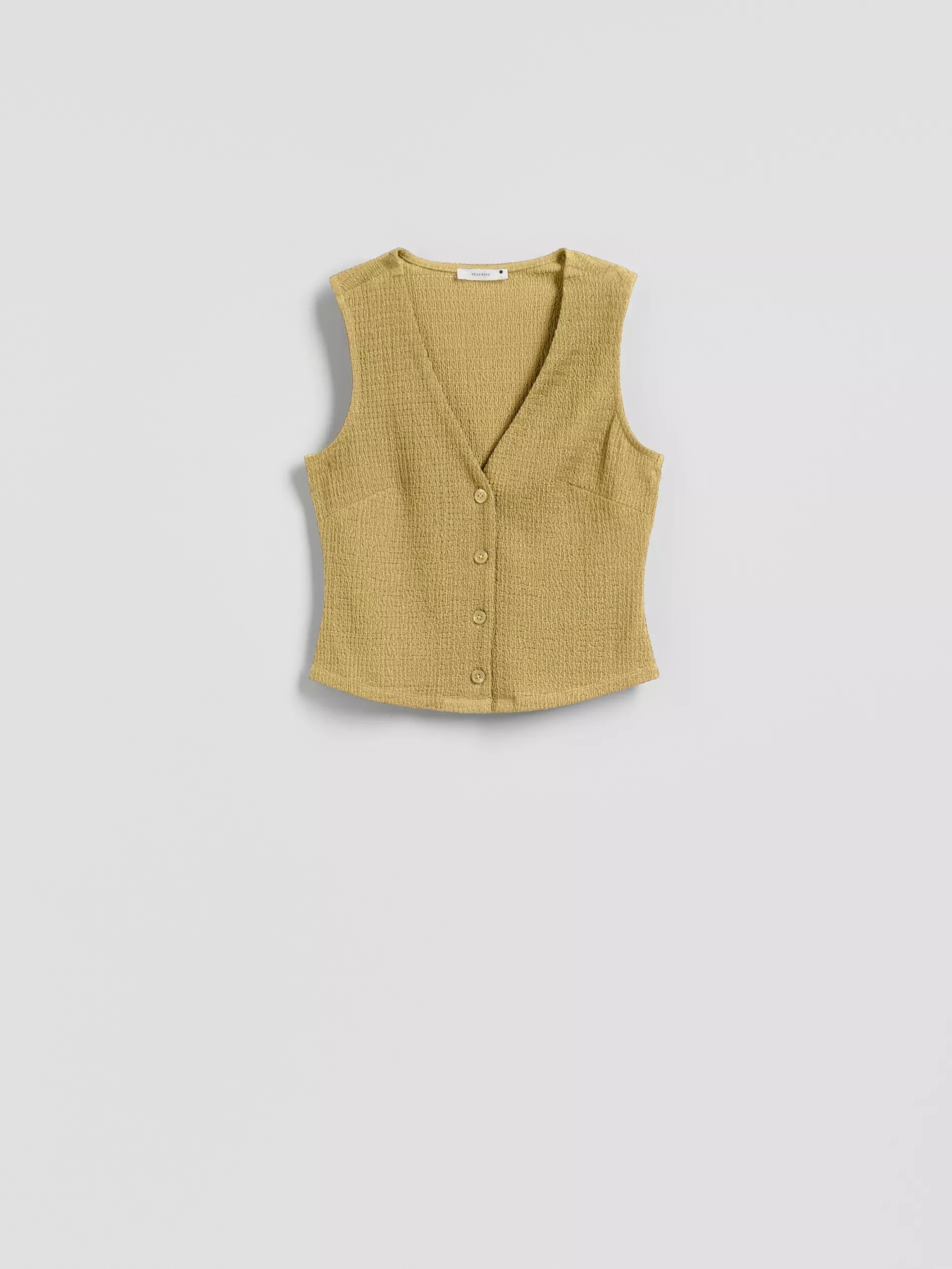 LIGHT OLIVE Structured knit vest, Green, large image number 5