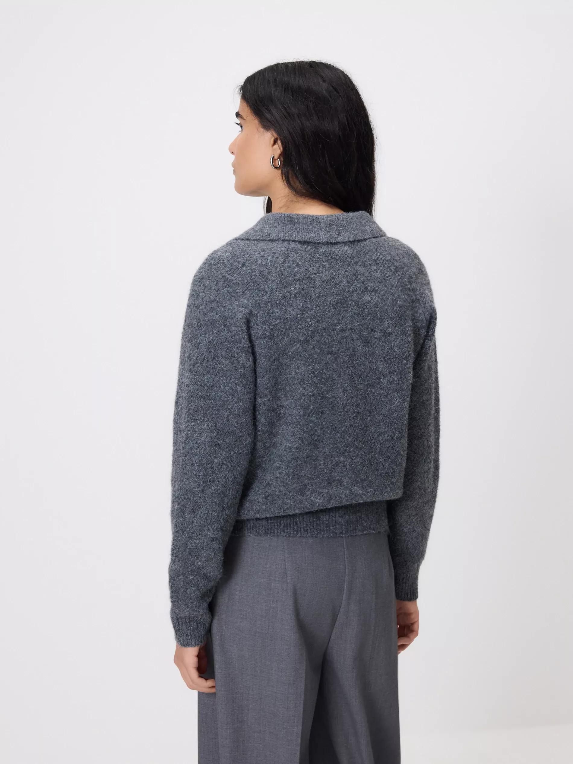 Grey Collar Sweater, Grey, large image number 3