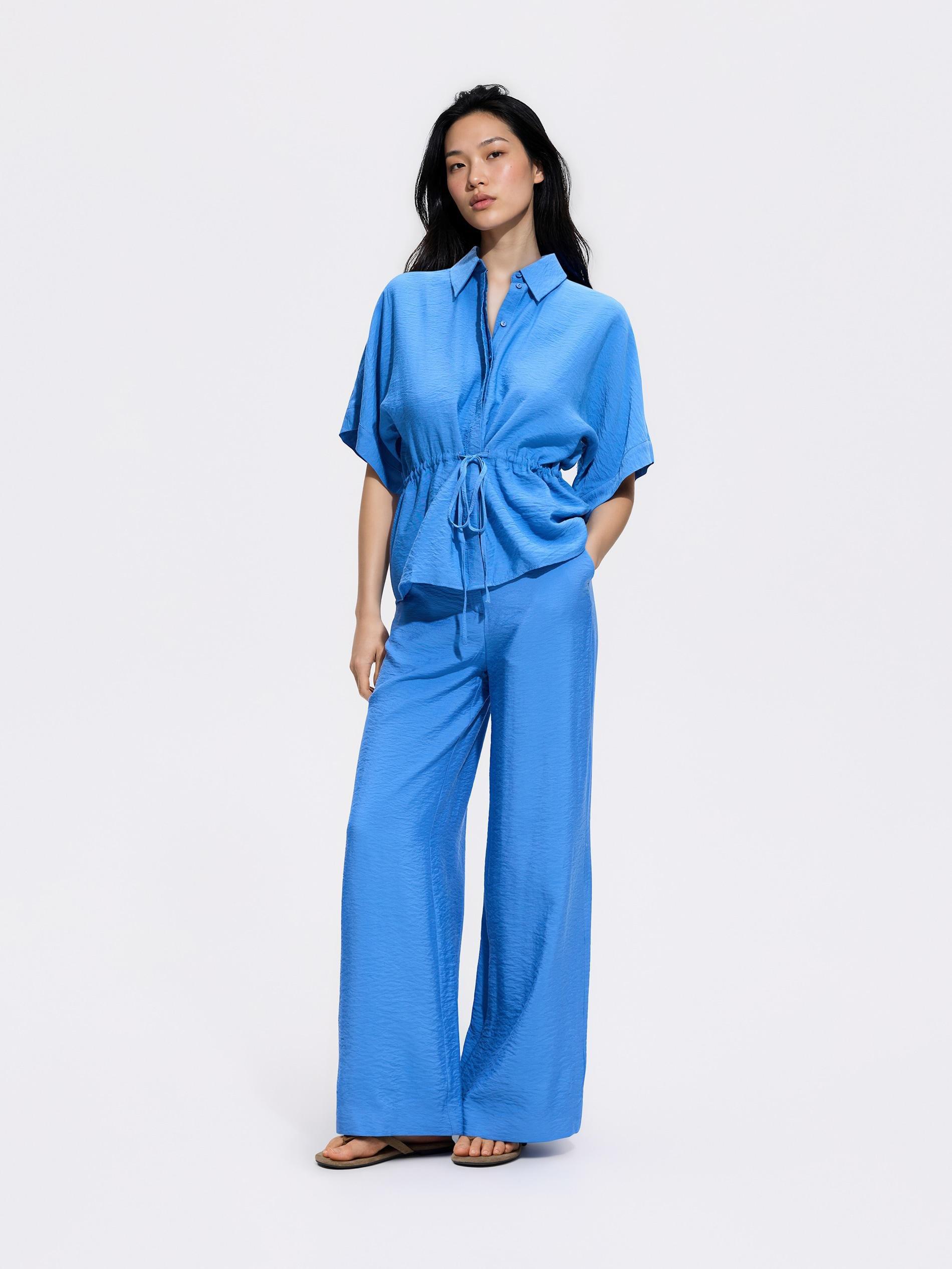 Blue Shirt With Tie Detail, Blue, large image number 1