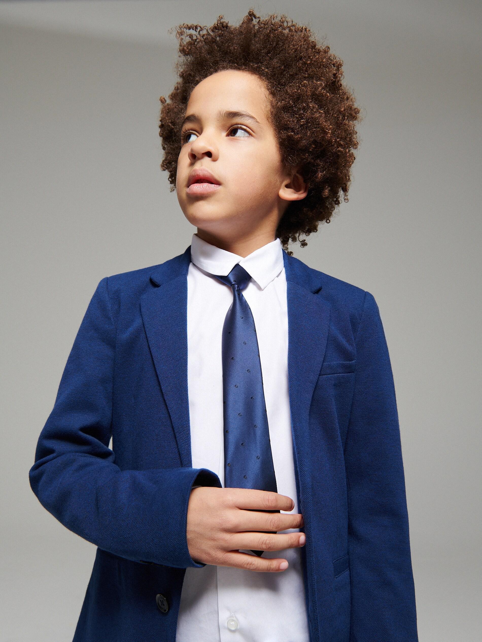 Navy Jacquard Polka Dot Tie, , large image number 1