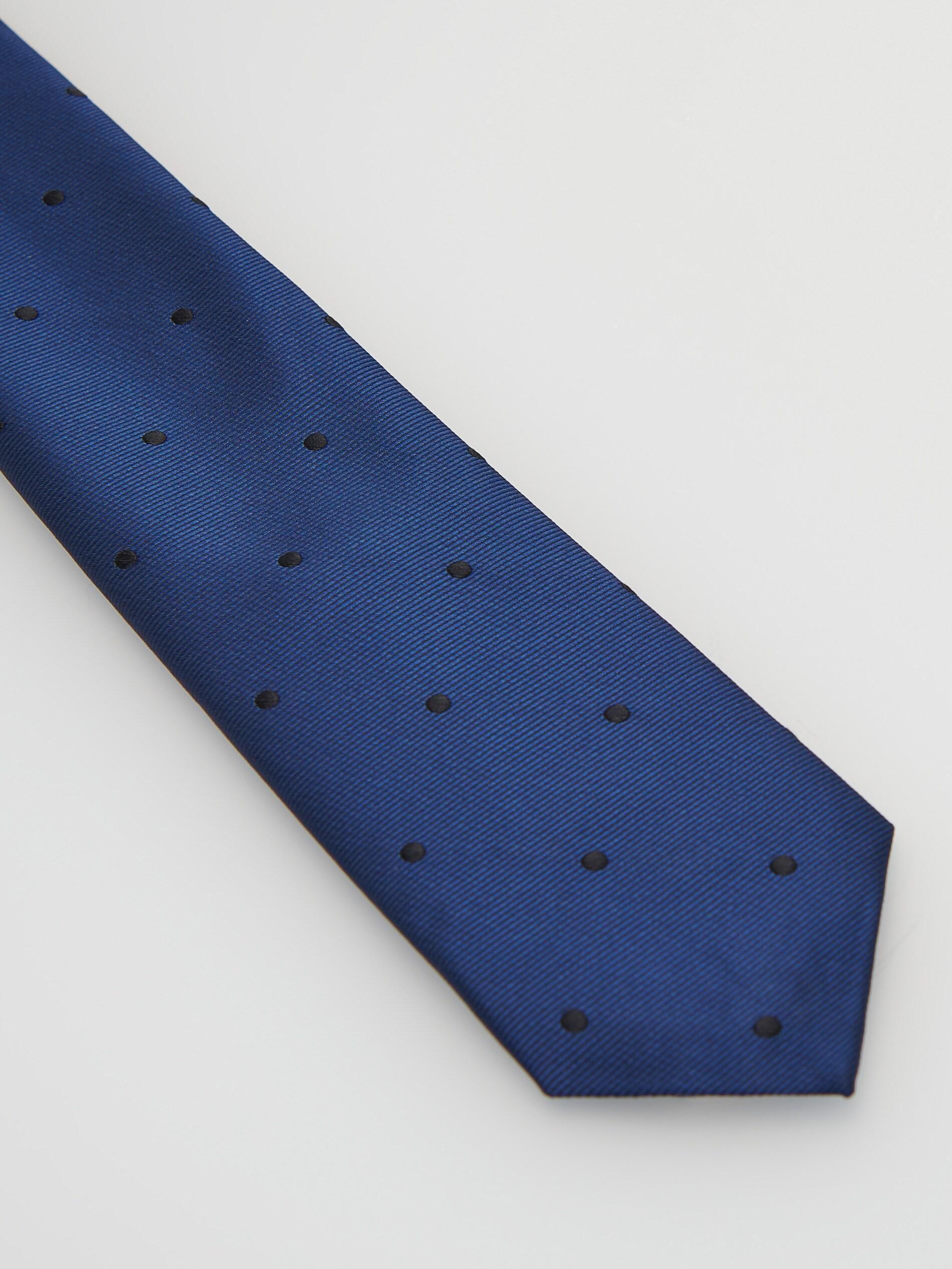 Navy Jacquard Polka Dot Tie, , large image number 3